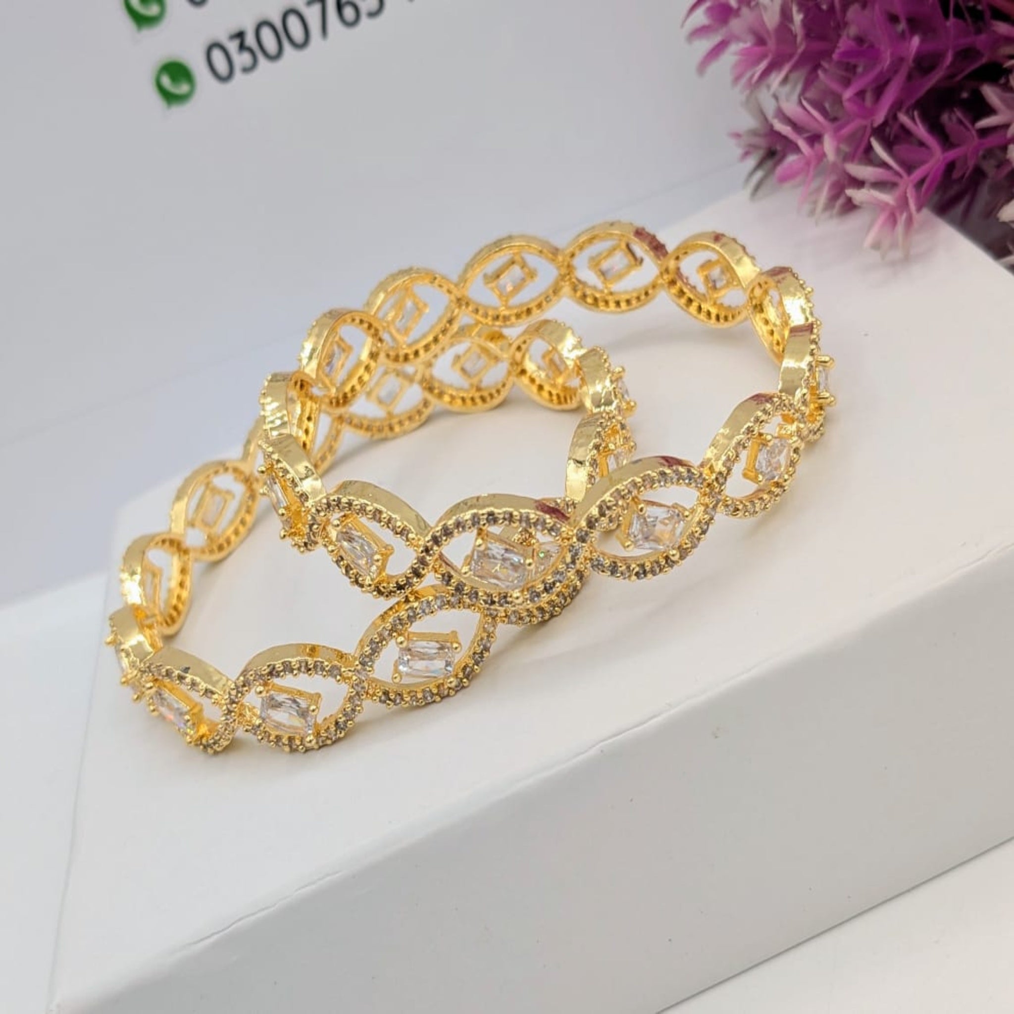 Delicate Golden AD Bangles (FSAB71)