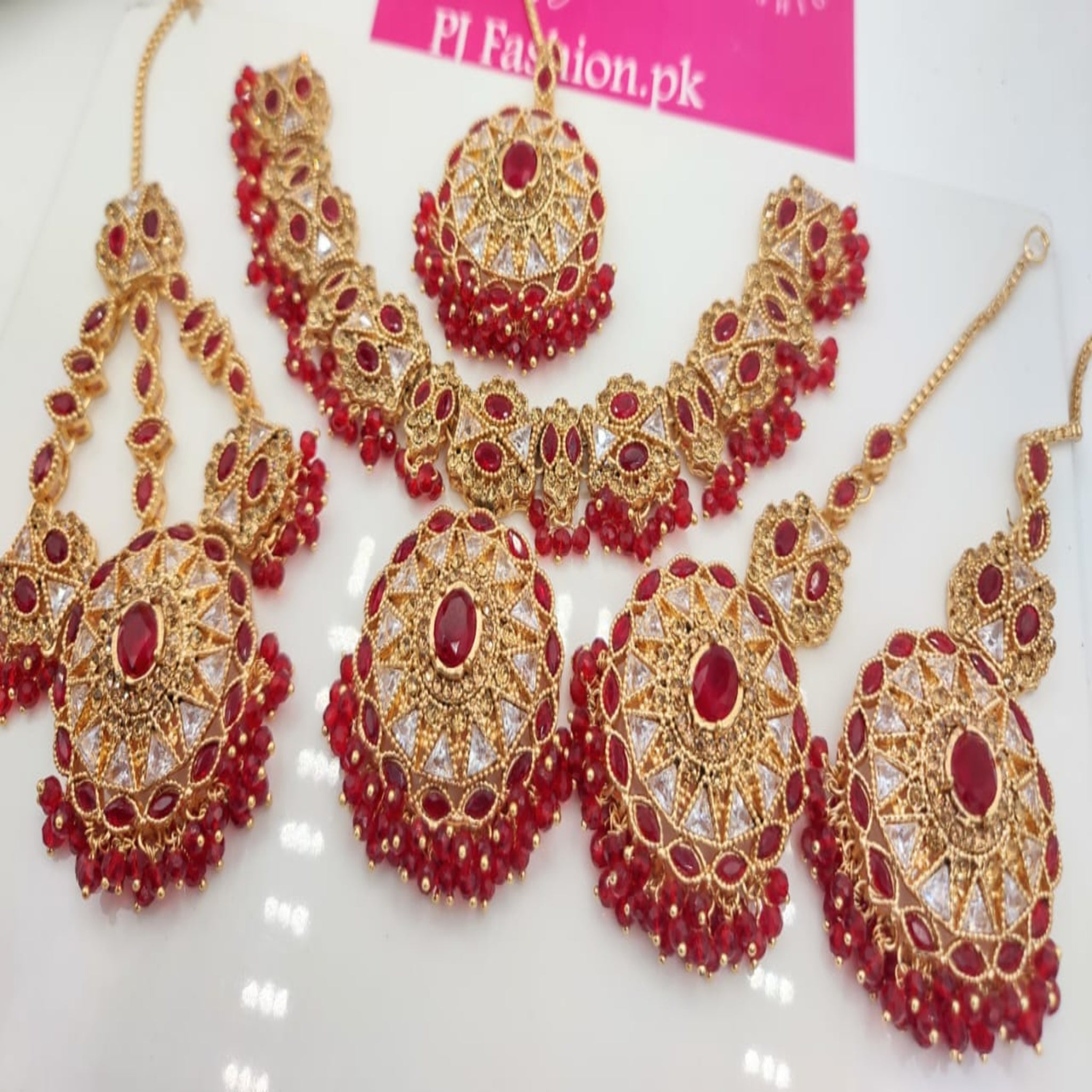 Kundan Red Bridal Necklace (FDBN94)