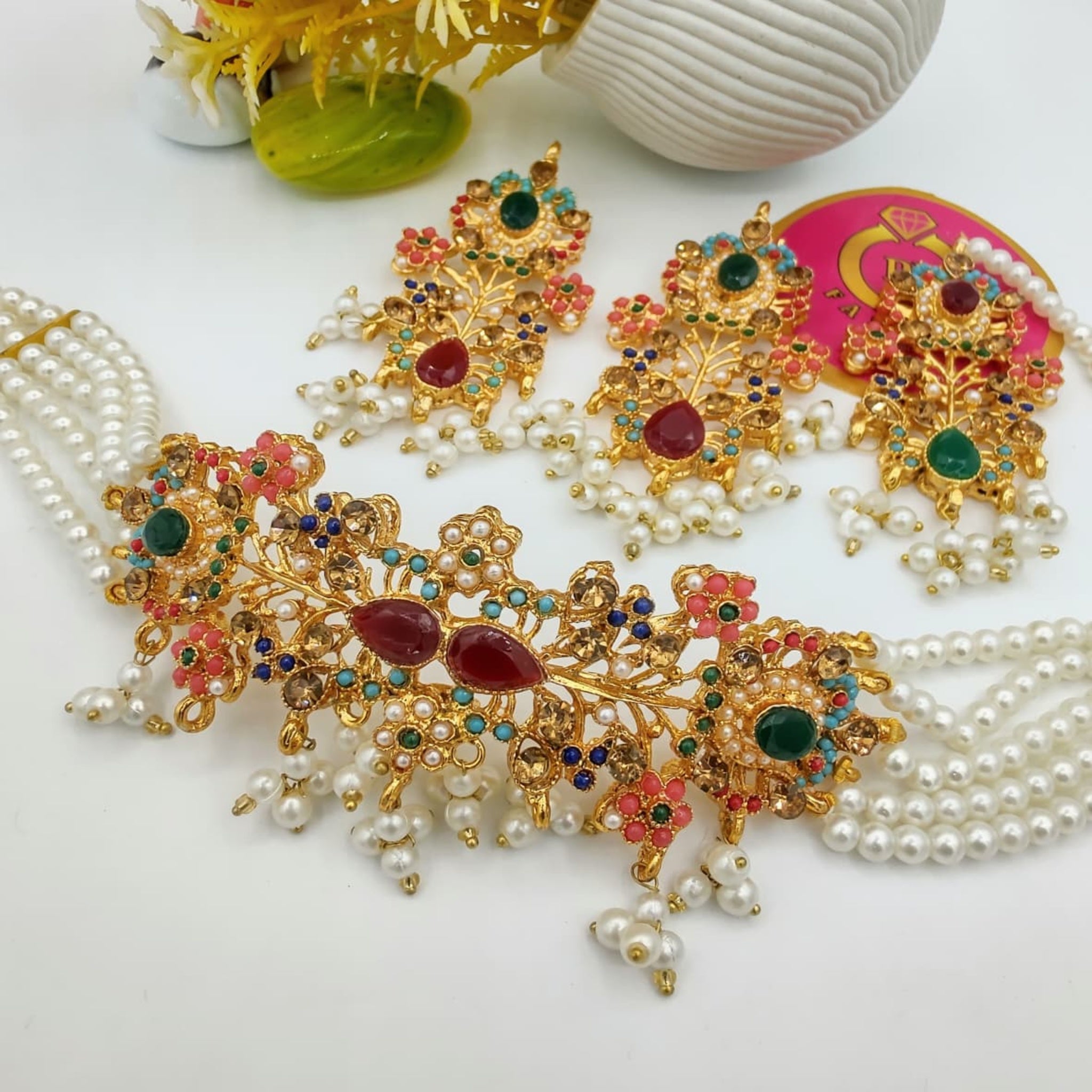 Trendy Multi Choker Necklace Set (FDN122)