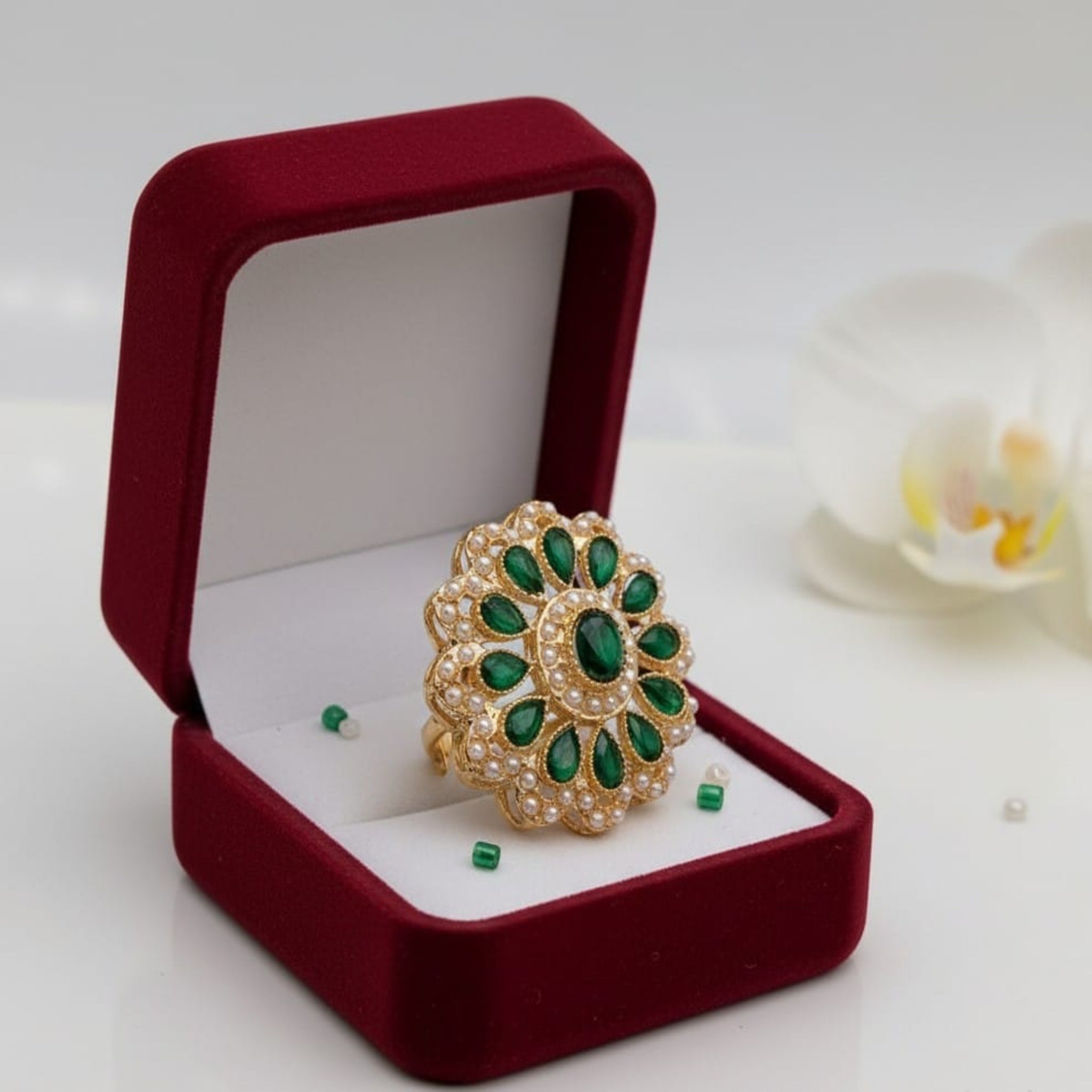 Decent Green Bridal Ring (FSR120)