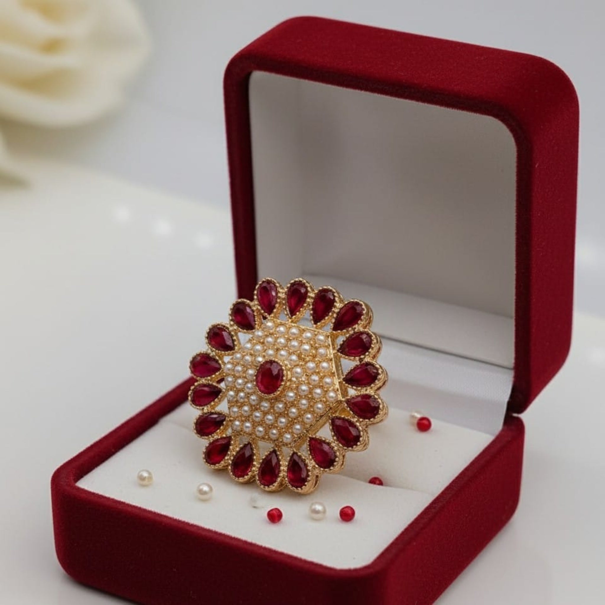 Red Zircon Adjustable Ring (FSR122)