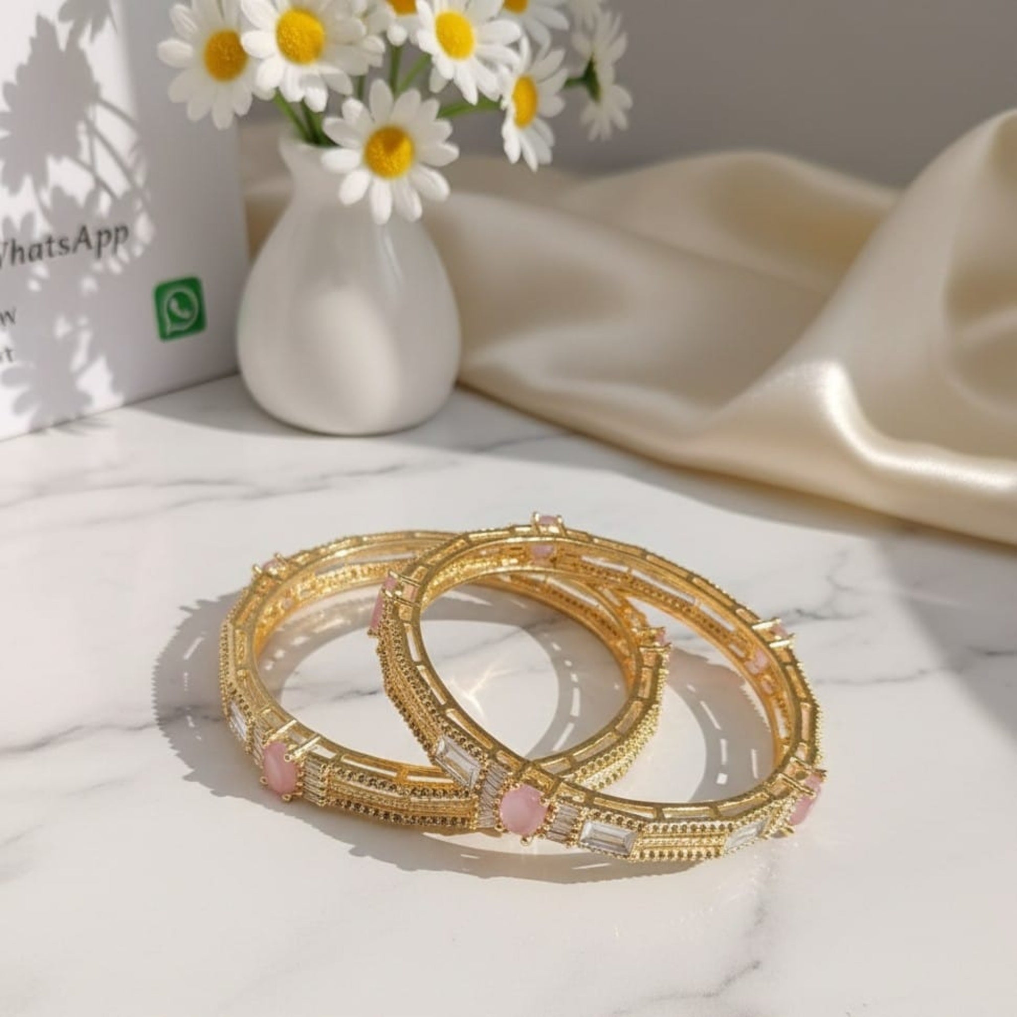 Golden AD Zircon Bangles (FSAB77)
