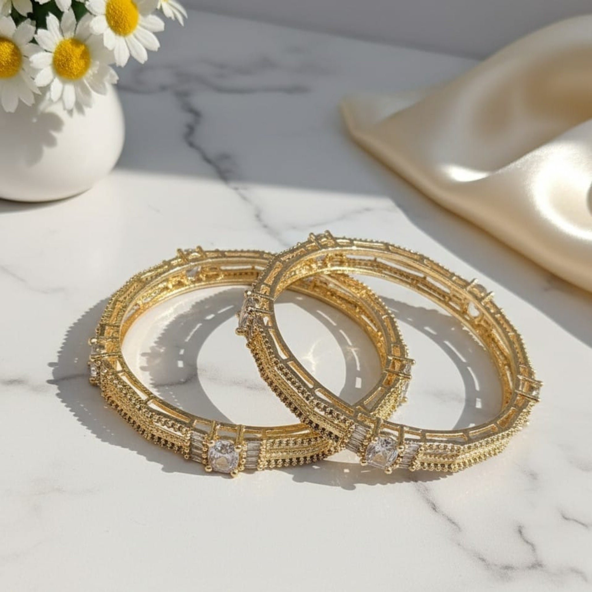 Golden AD Zircon Bangles (FSAB77)