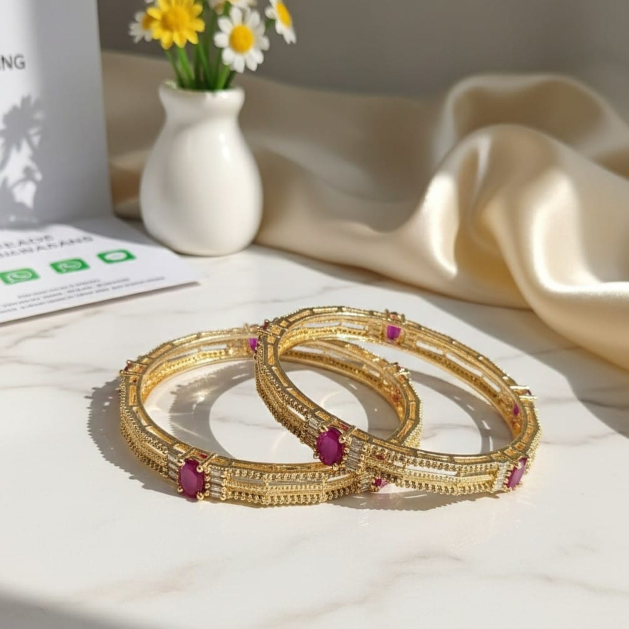 Golden AD Zircon Bangles (FSAB77)