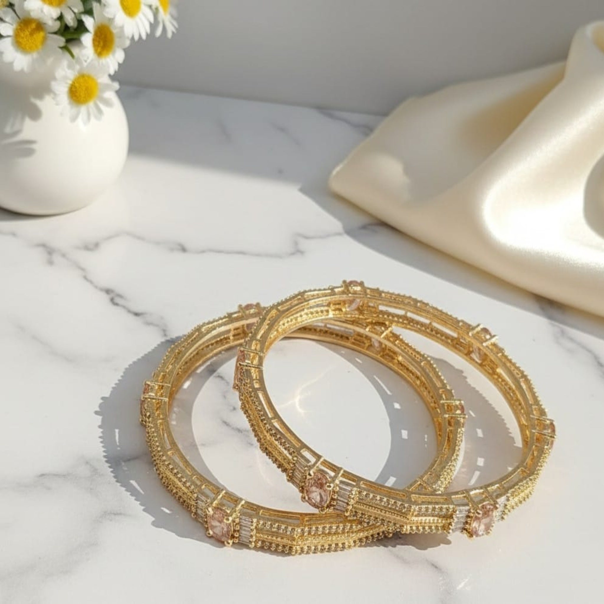 Golden AD Zircon Bangles (FSAB77)