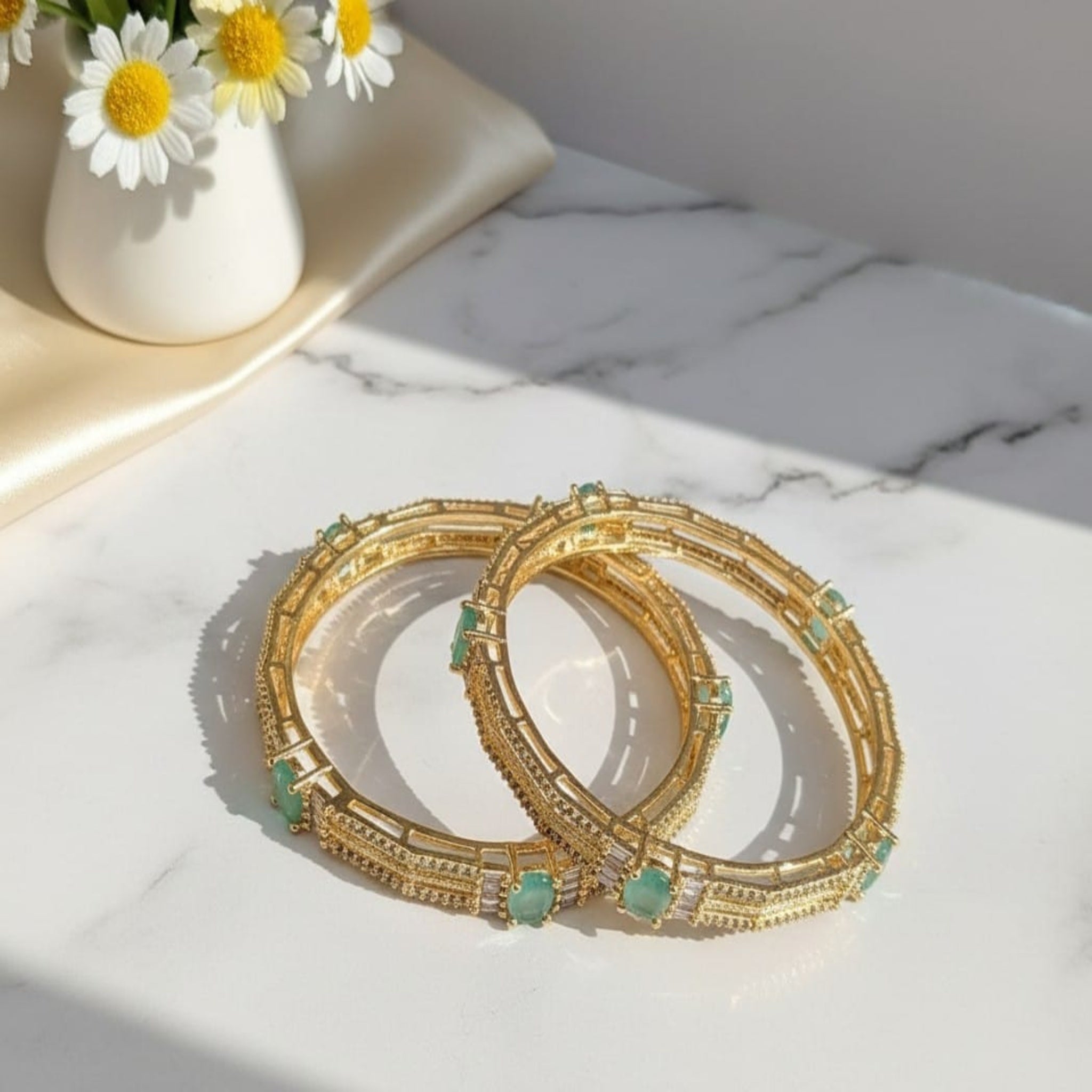 Golden AD Zircon Bangles (FSAB77)