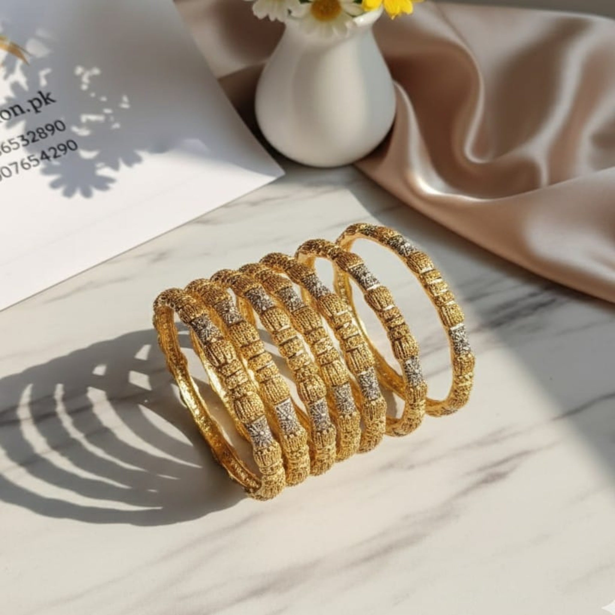Gold Plated Bangles 6 Pc (FSB93)