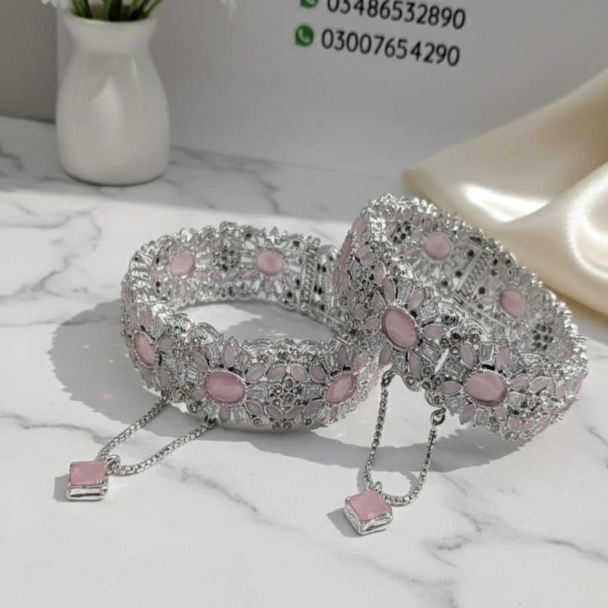 Silver Zircon Openable Kara (FSKB141)