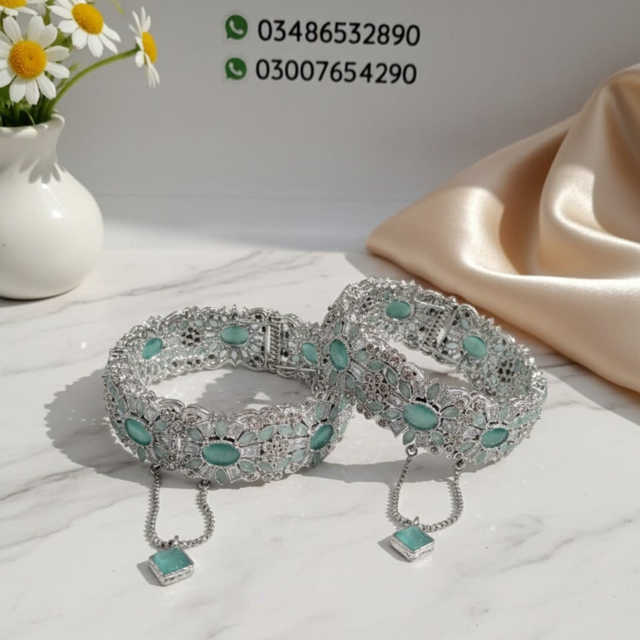 Silver Zircon Openable Kara (FSKB141)