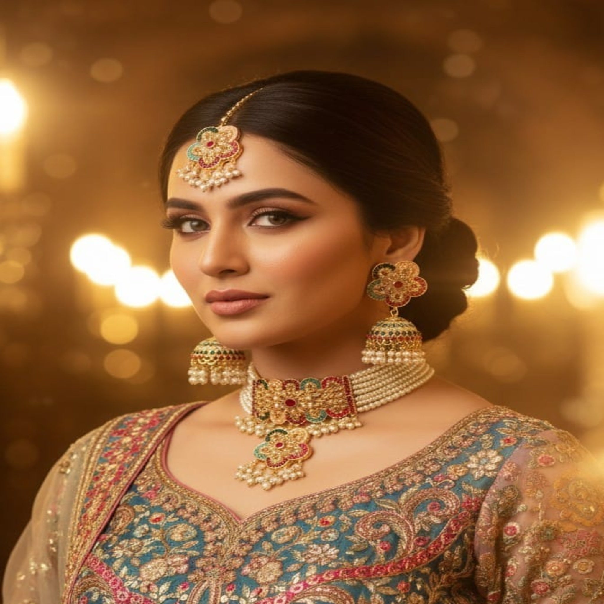 Fancy Multi Choker Necklace (FDN133)