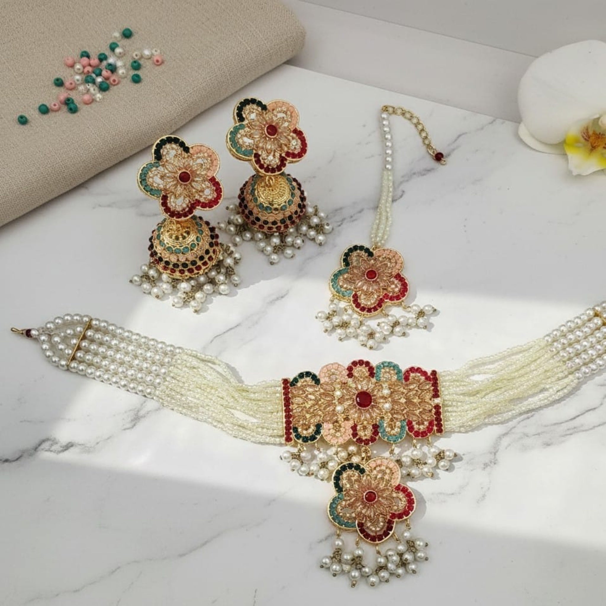 Fancy Multi Choker Necklace (FDN133)