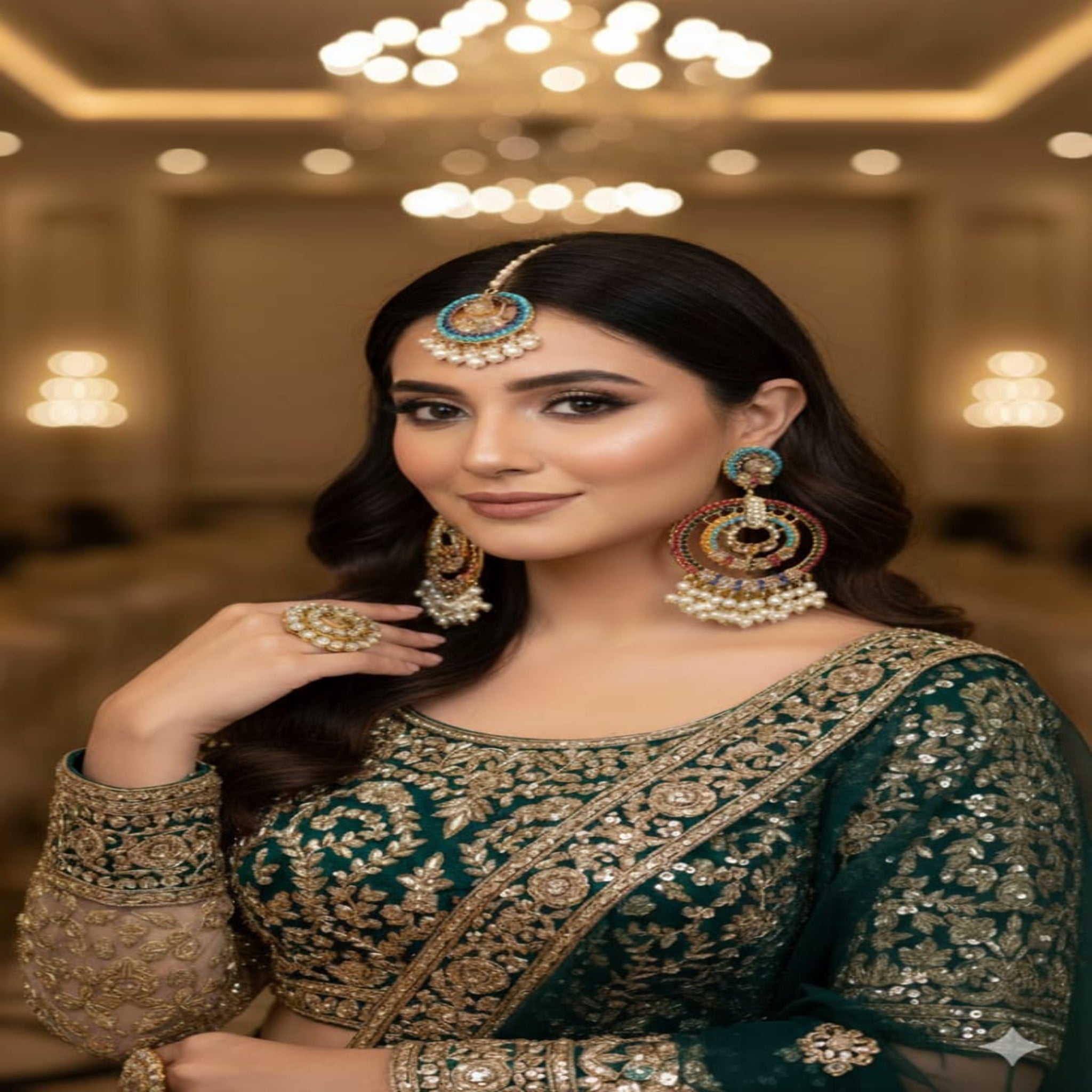 Multi Kundan Binidi Set