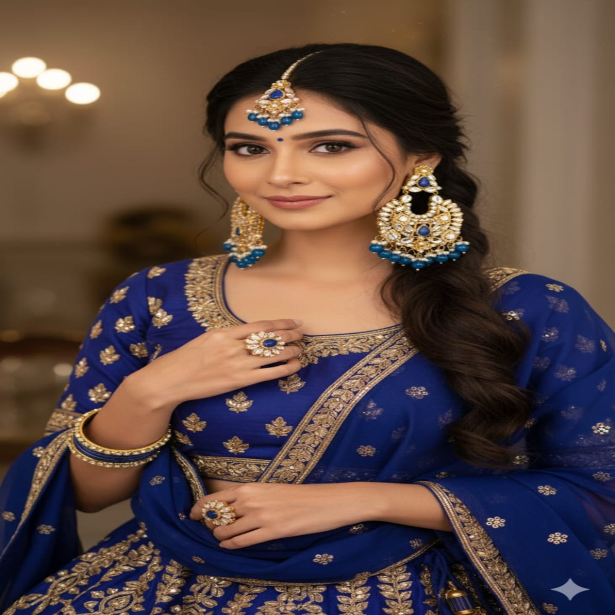 Blue Elegant Bindia Set