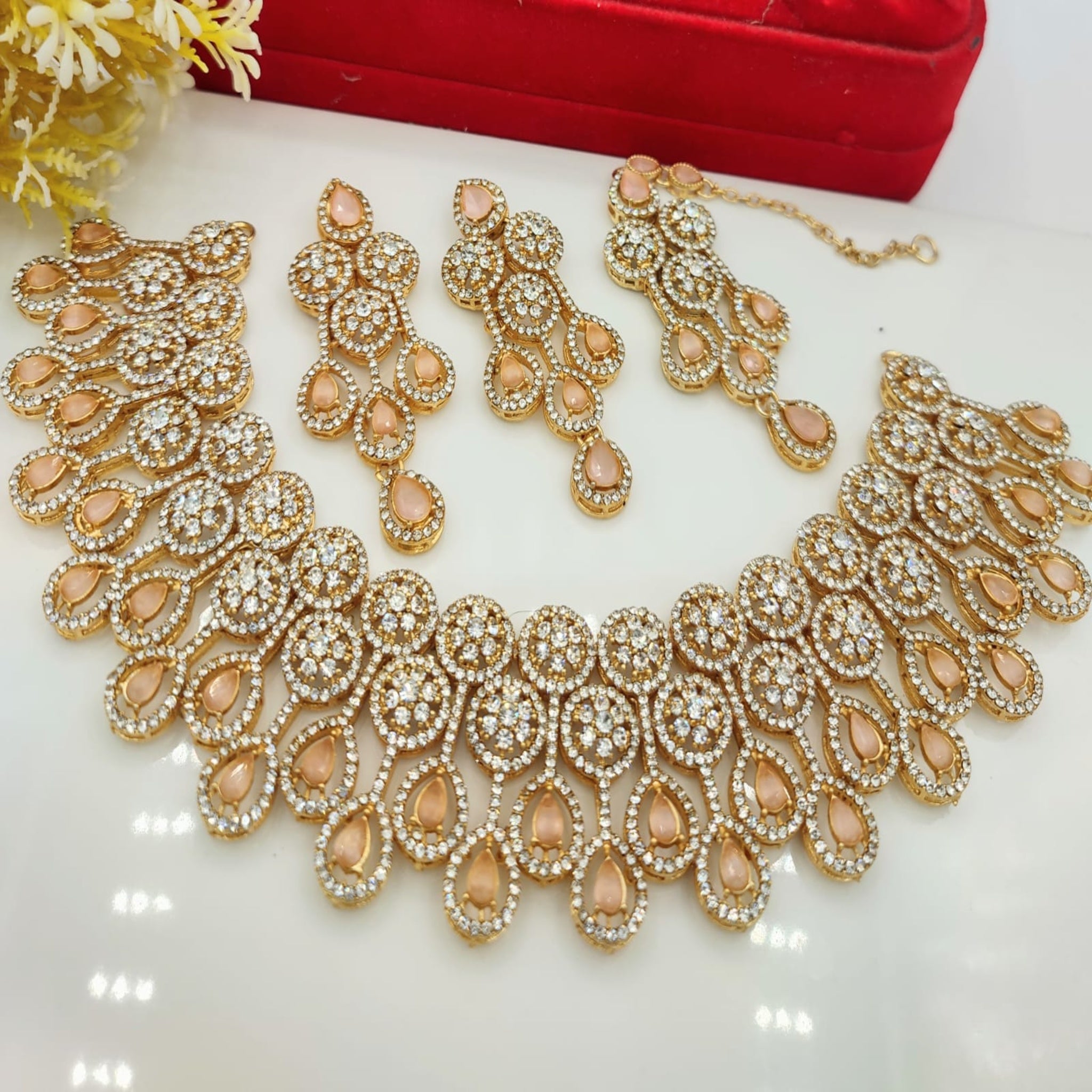 AD Elegant Pink Necklace (FDN138)