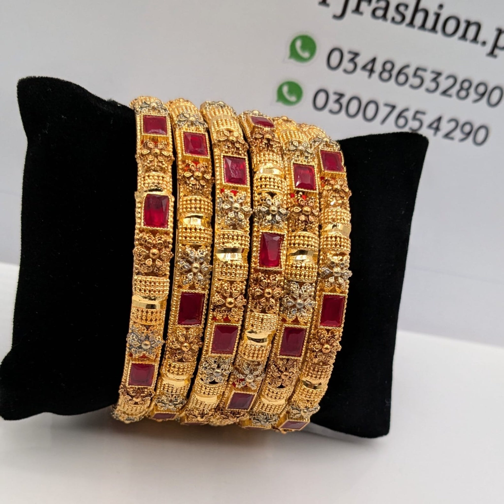 Red Golden 6 Pc Bangles (FSB96)