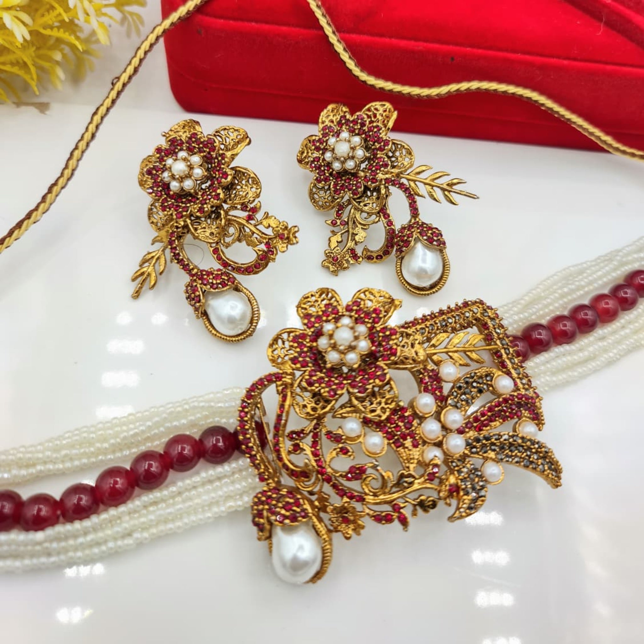 Turkish Beaded Choker Necklace Set (FDN142)