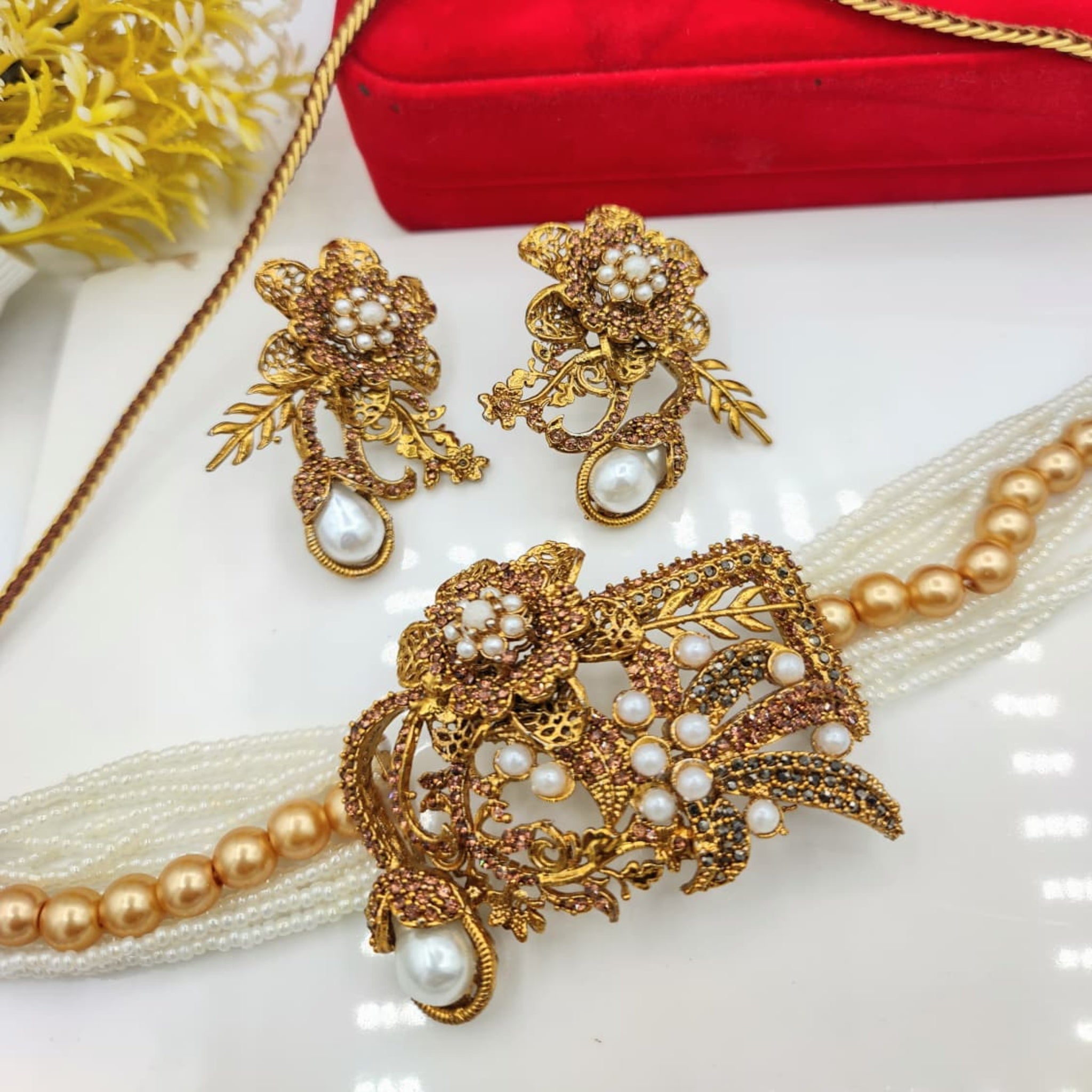 Turkish Beaded Choker Necklace Set (FDN142)