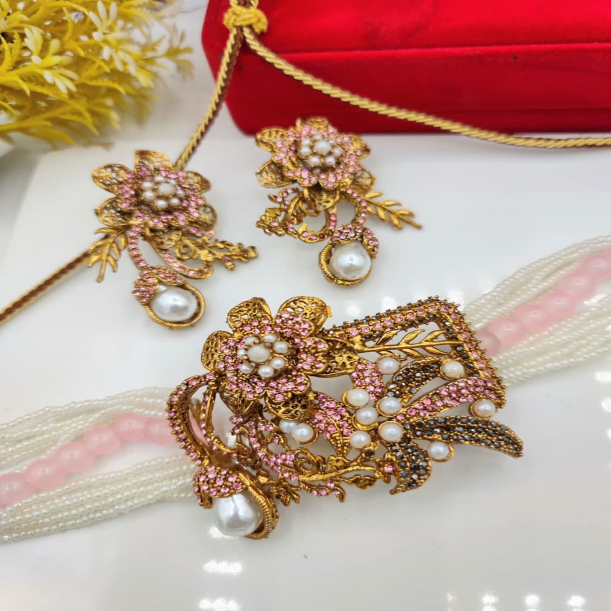 Turkish Beaded Choker Necklace Set (FDN142)