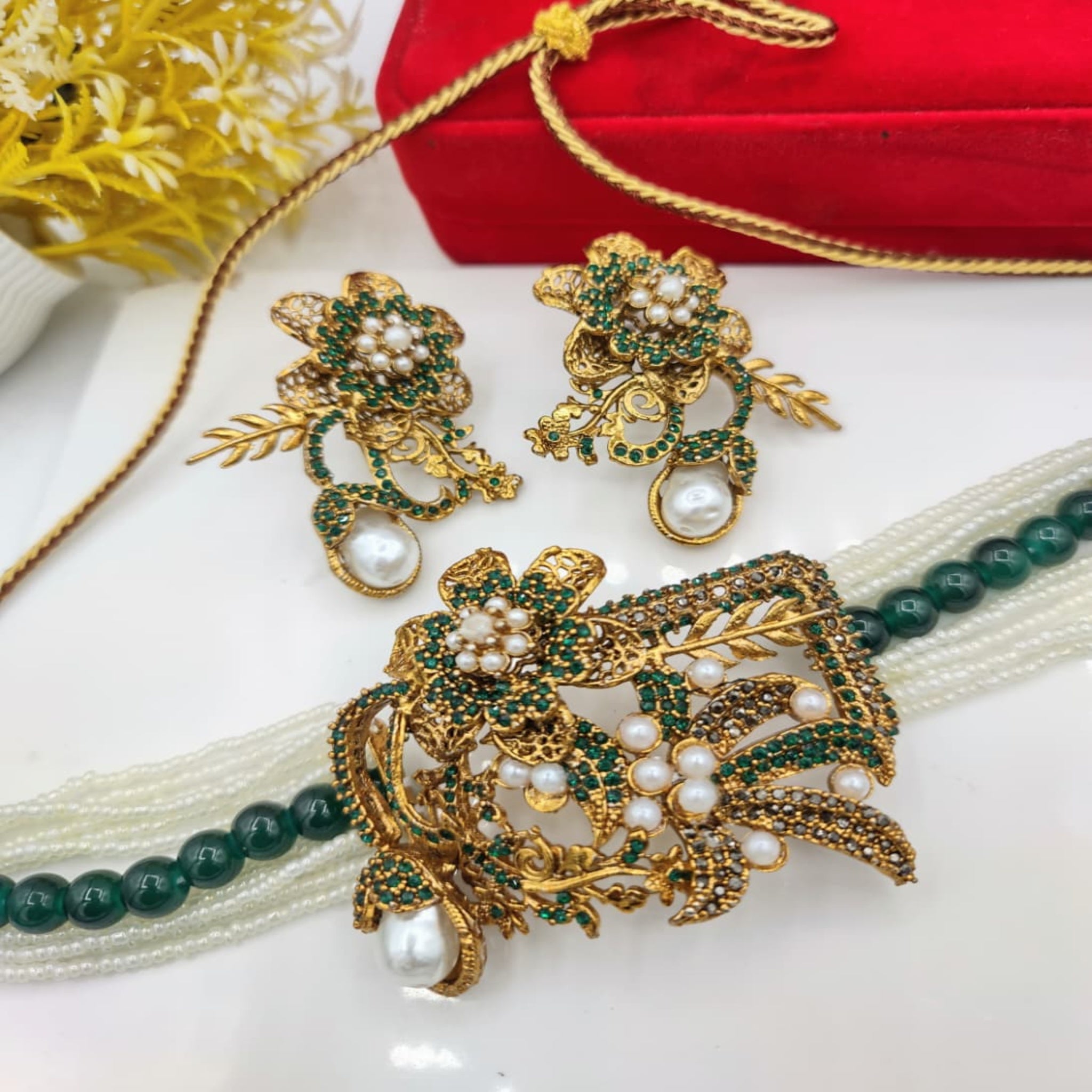 Turkish Beaded Choker Necklace Set (FDN142)