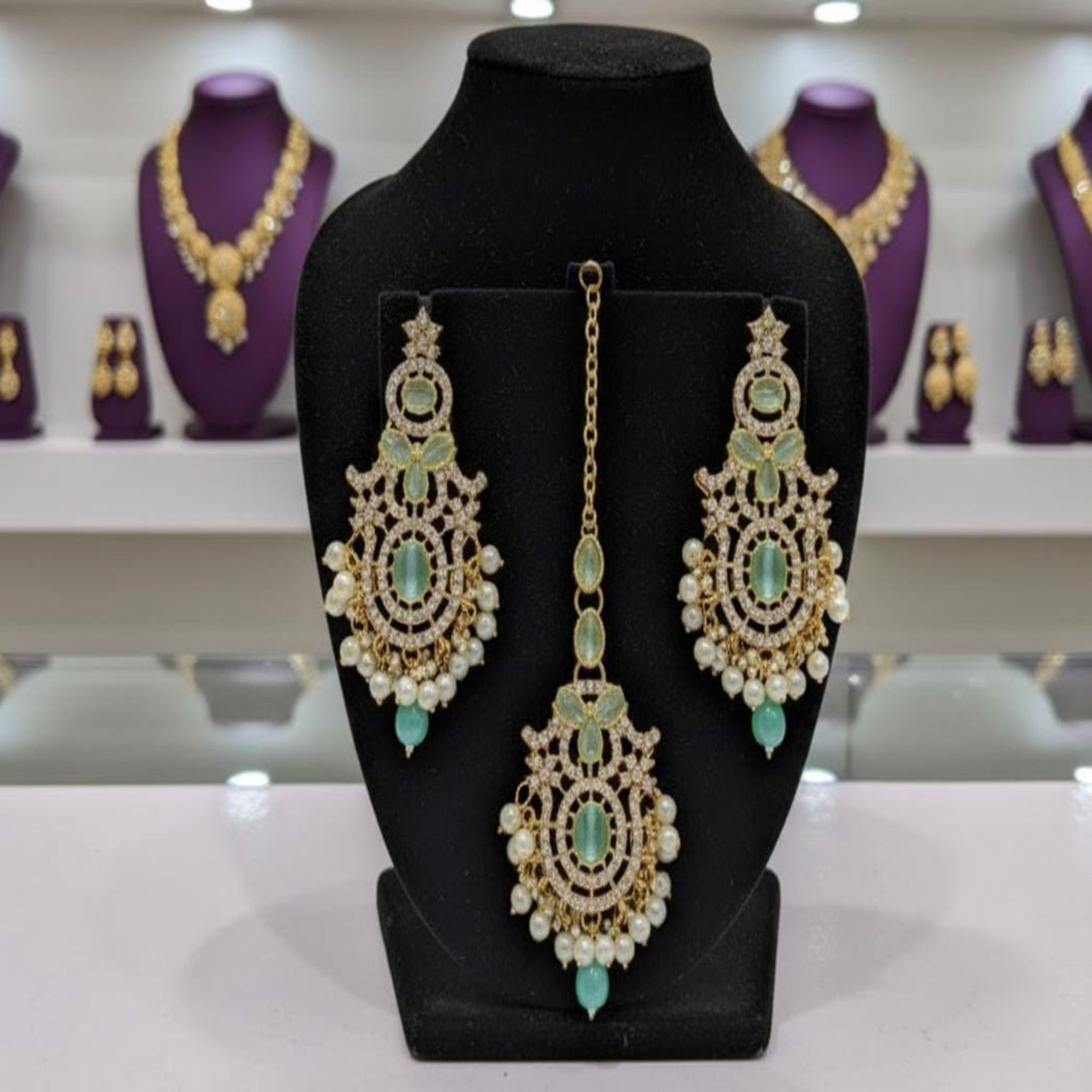 Decent Fancy Bindia Ear Rings Set