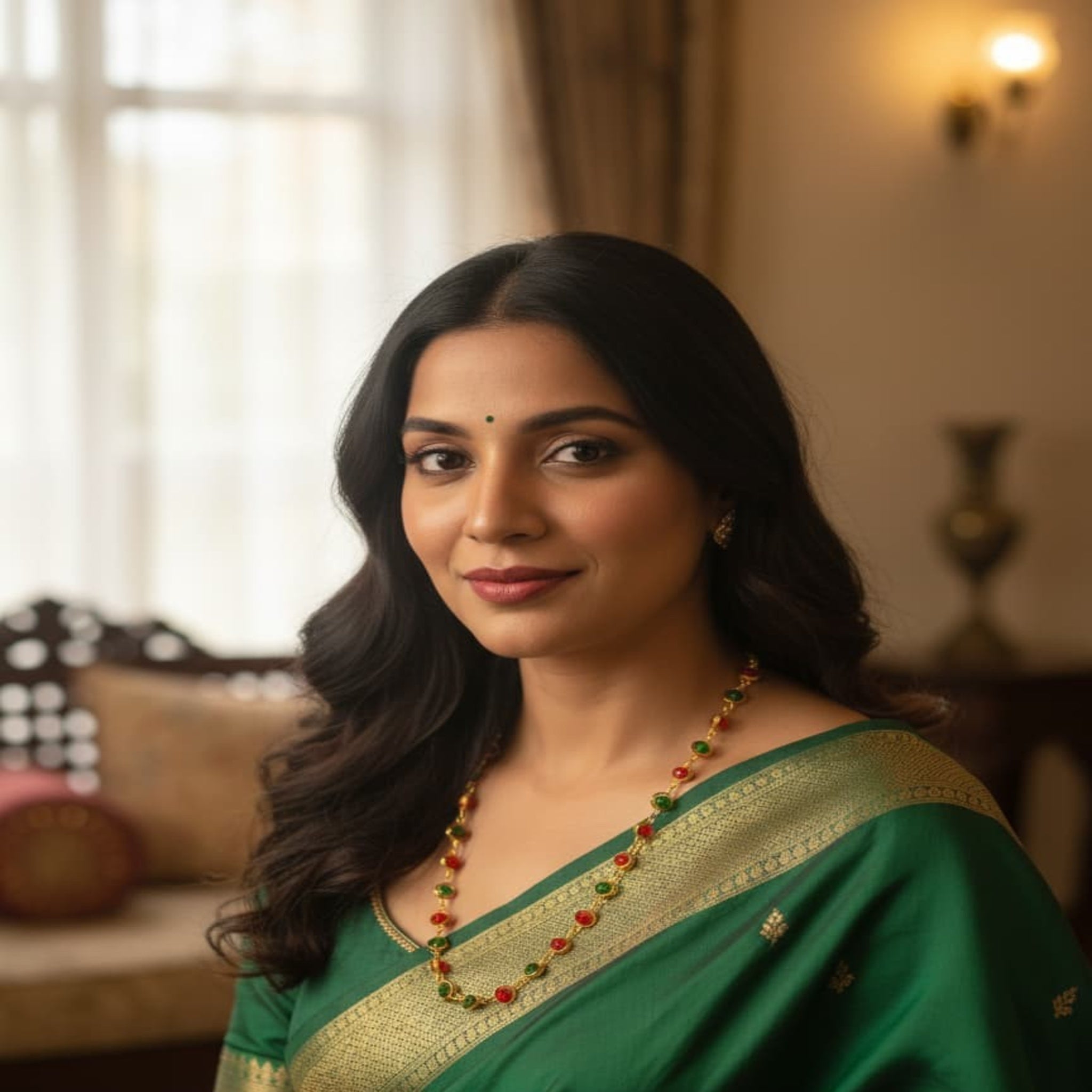 Red Green Bead Necklace (FDM96)