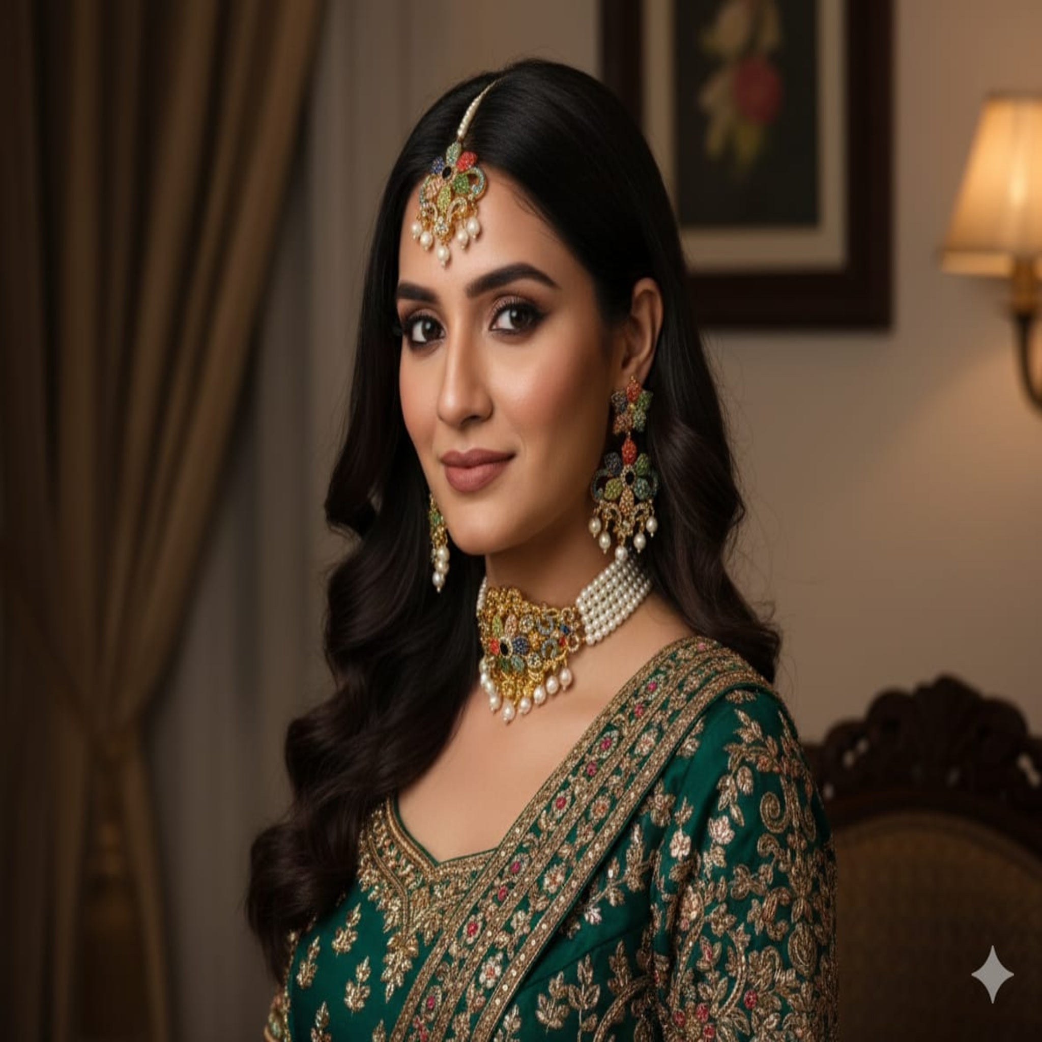 Multi Pearl Beads Choker Necklace Set (FDN160)