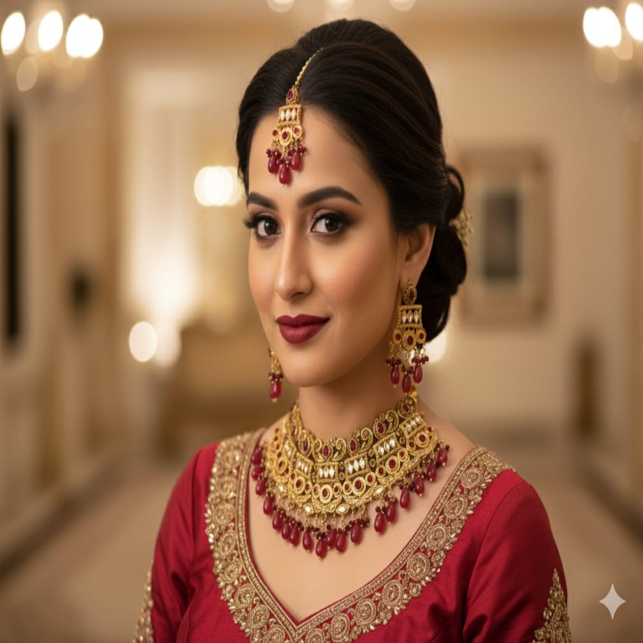 Precious Red Golden Bridal Set (FDBN95)