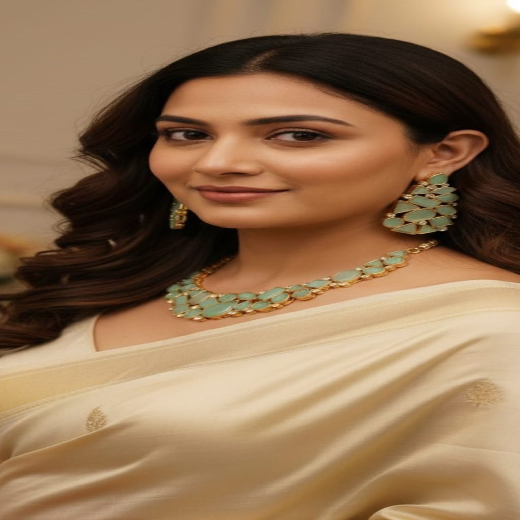 Cut-Stone Turkish Style Necklacae Set (FDN165)