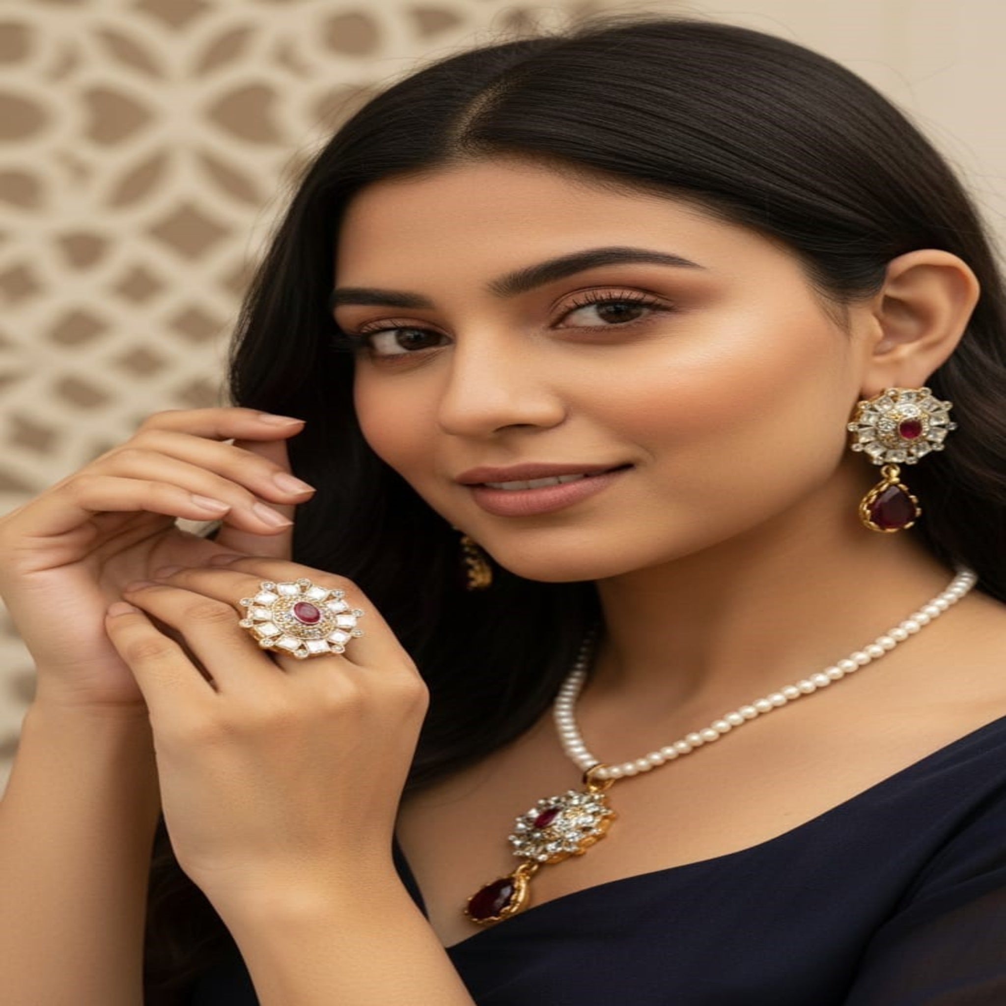 Combo Stonish Locket Set (FDL67)