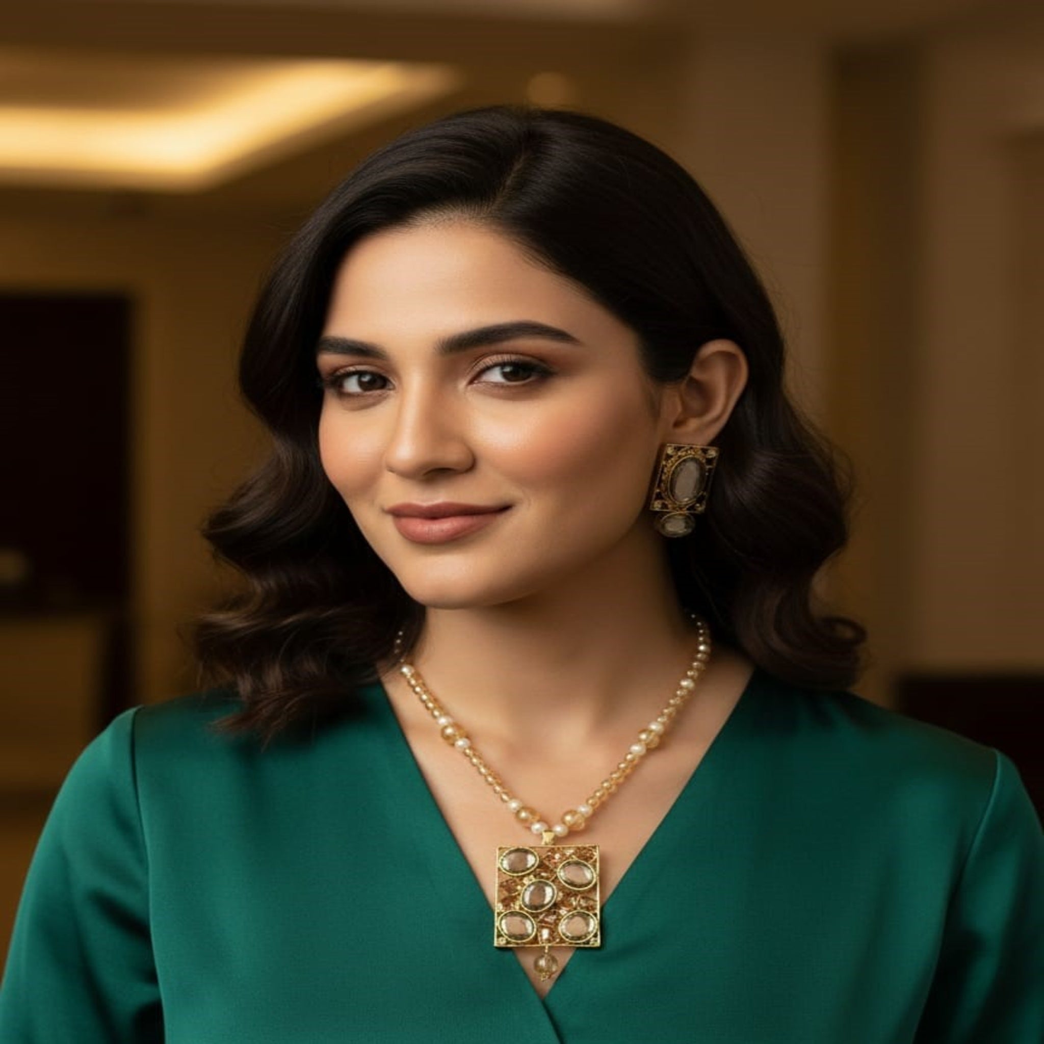 Egyptian Stonish Golden Maala Locket (FDM105)