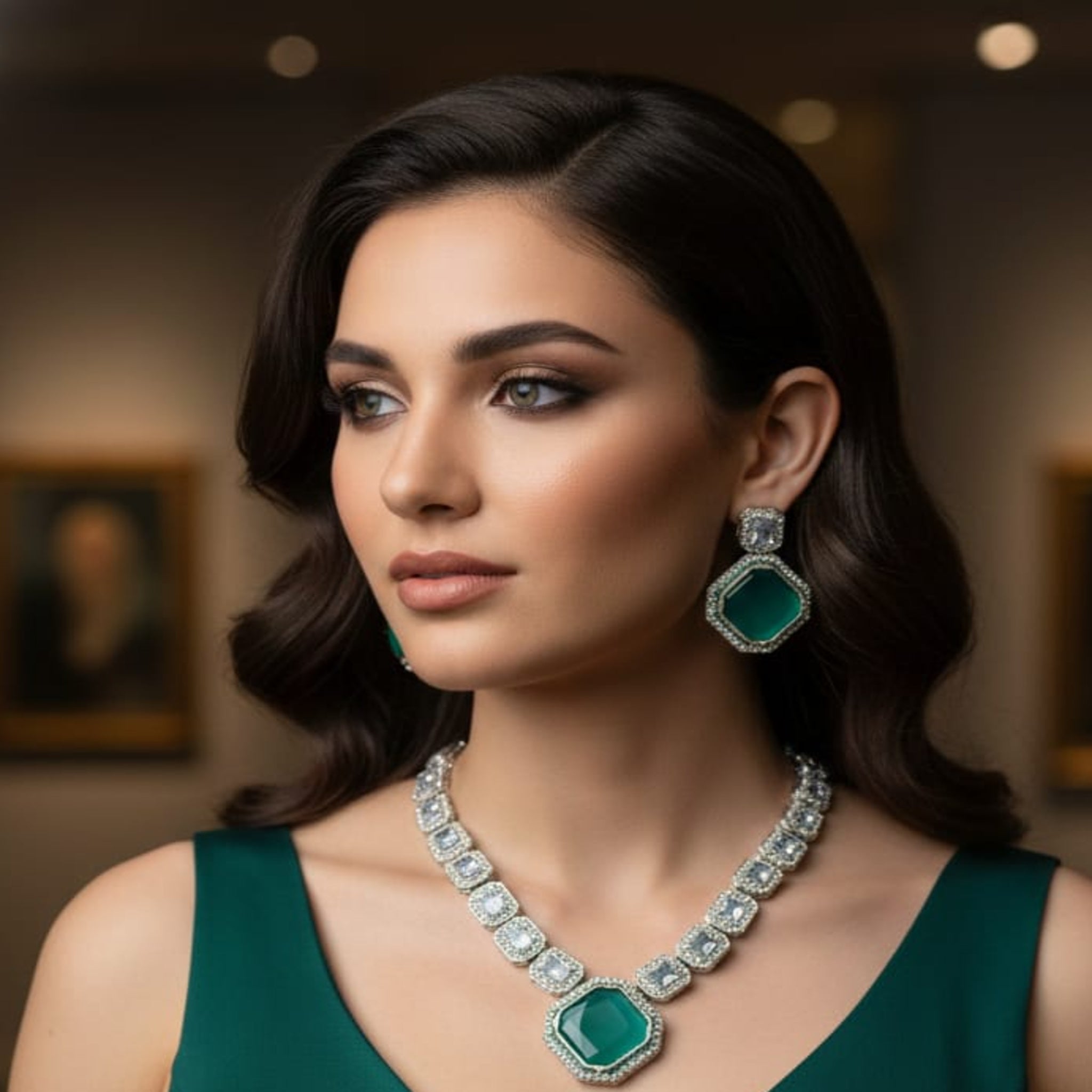 Fancy Silver Necklace Set (FDN187)