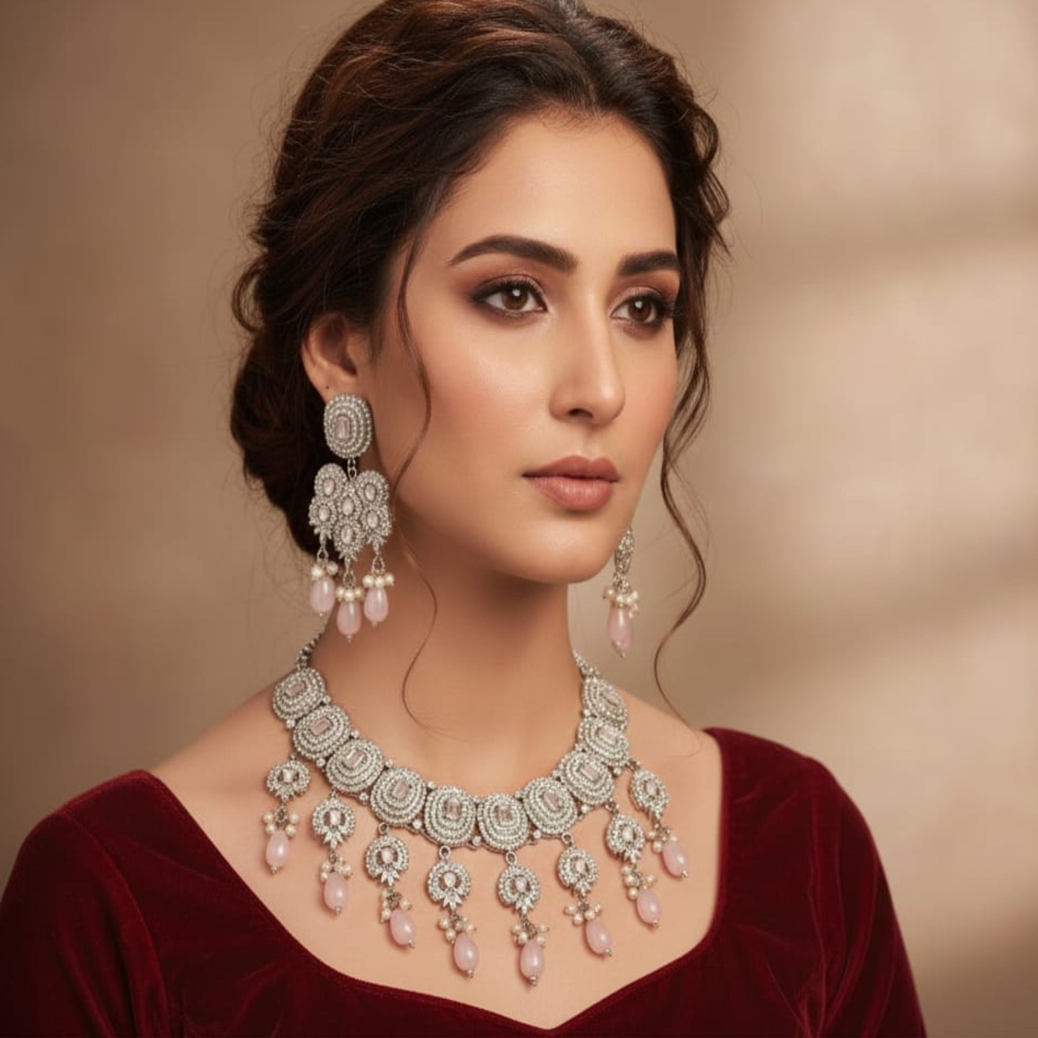 Silver Elegant Necklace Set (FDN191)