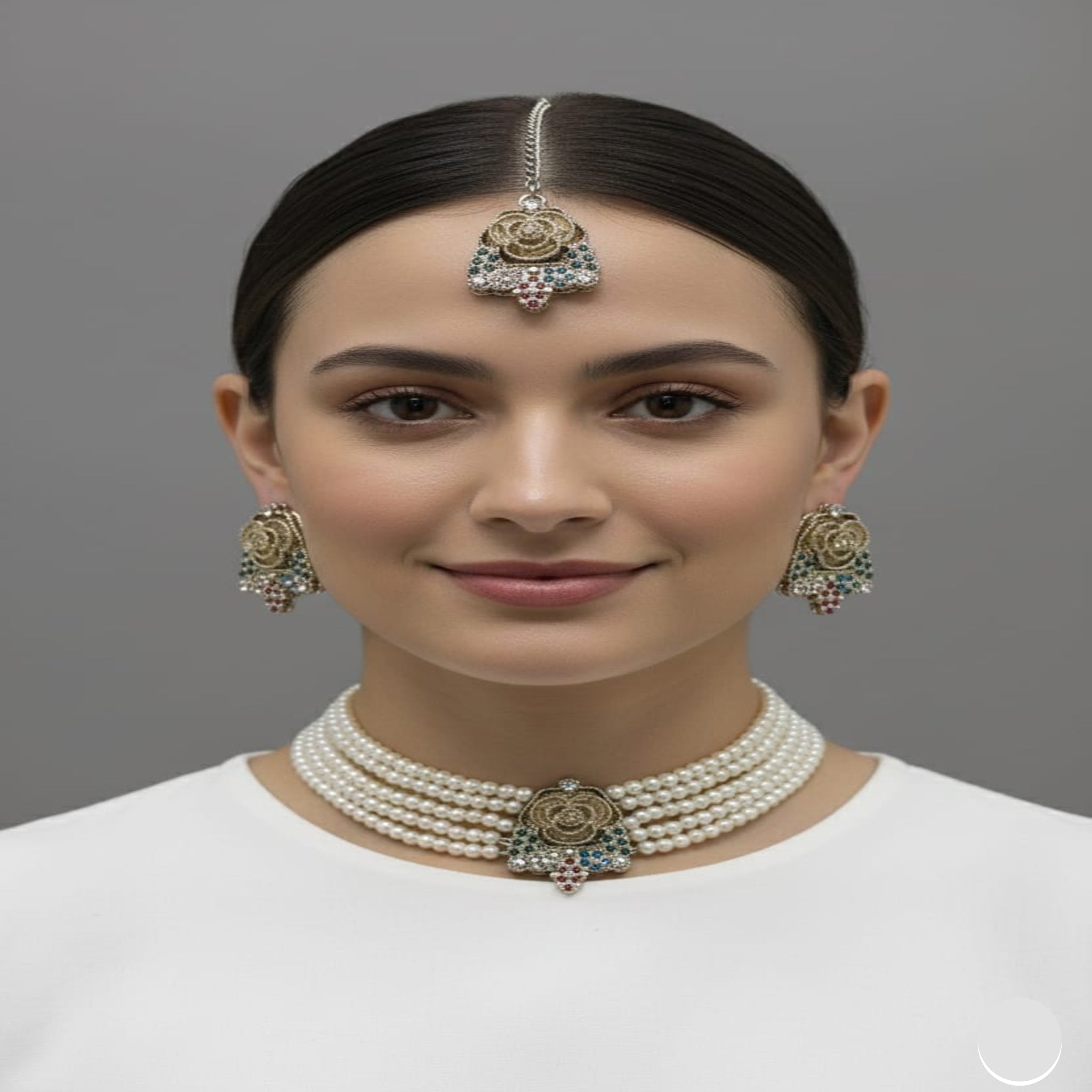Elegant Choker Multi Stones Necklace (FDN197)