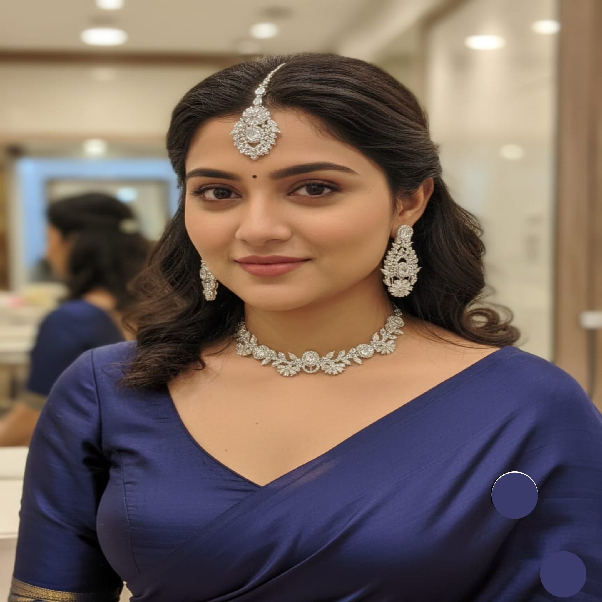 Silver Stylish Zircon Necklace (FDN199)