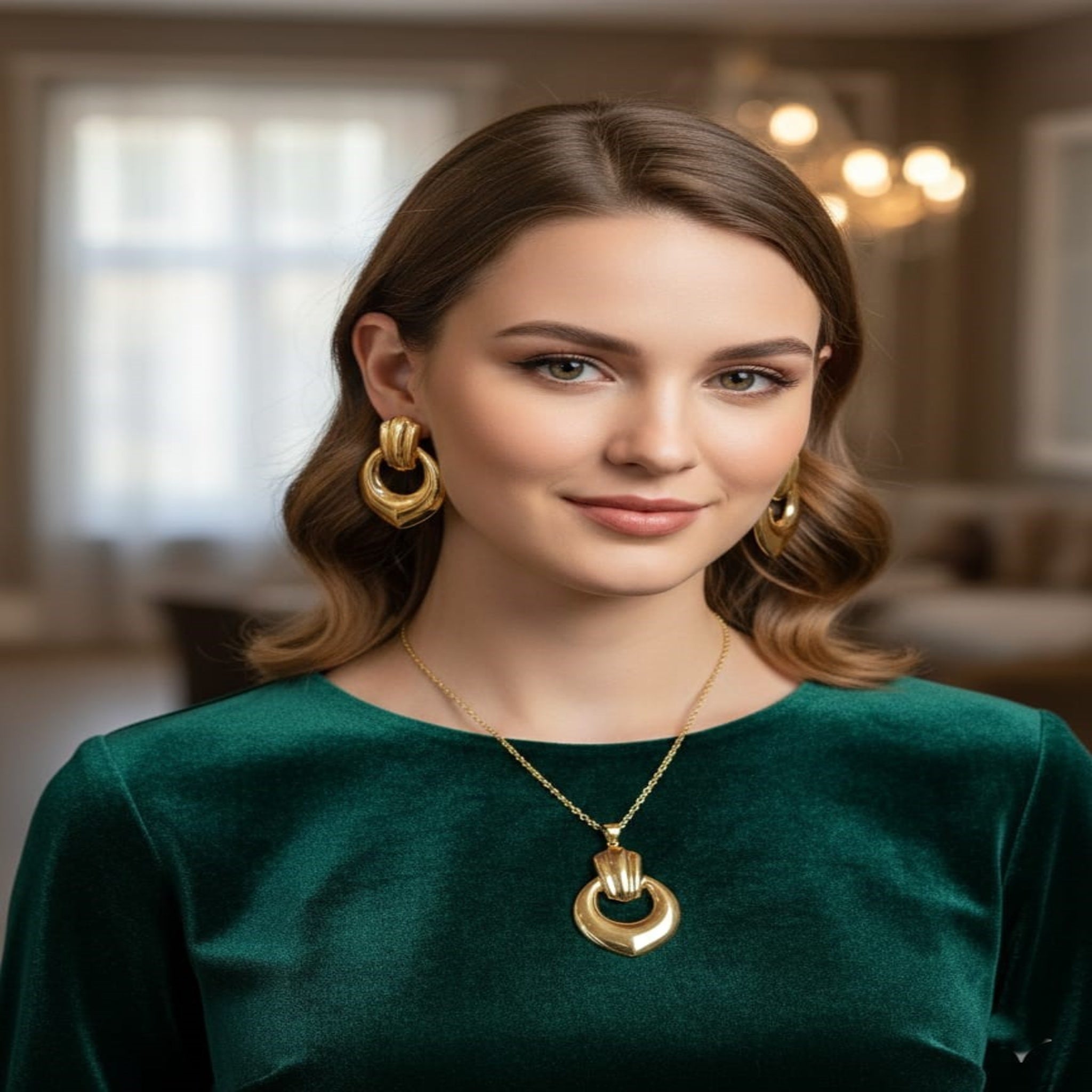 Majestic Golden Sculptural Pendant Set (FDL71)