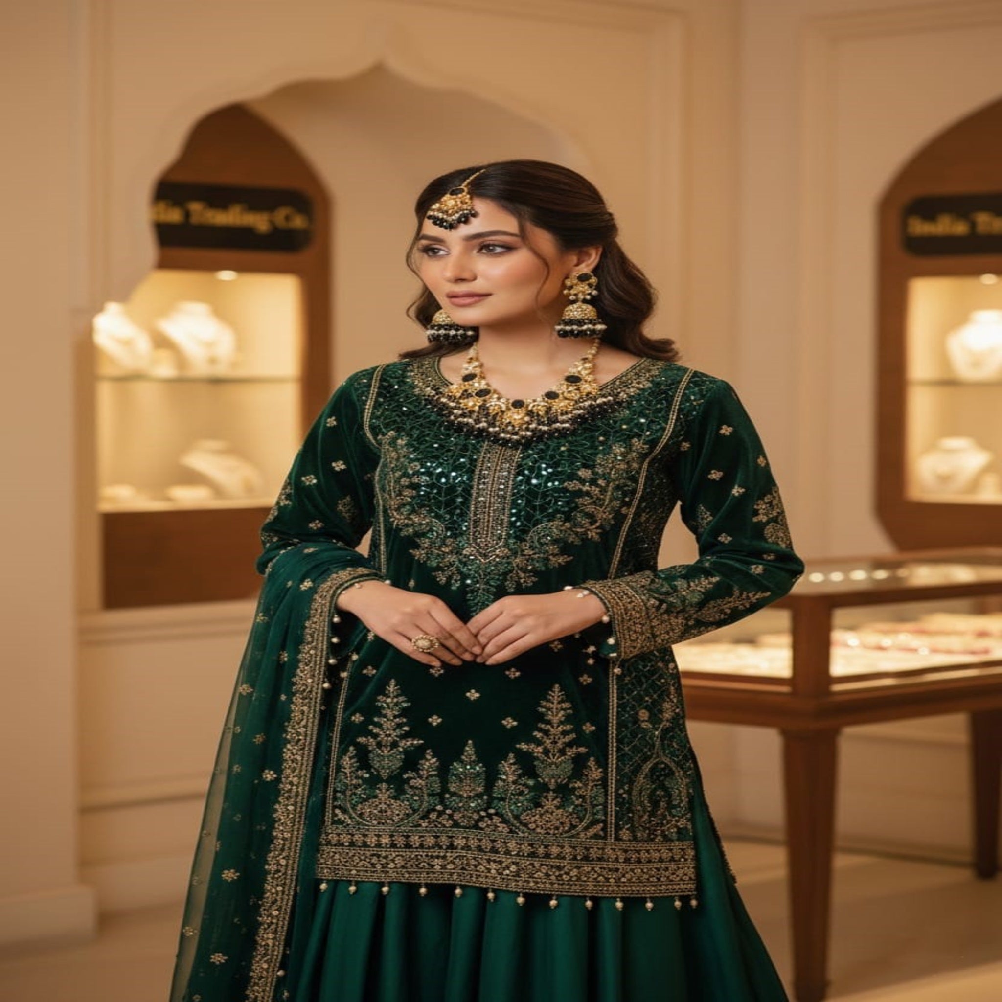 lack & Gold Kundan Set (FDN215)