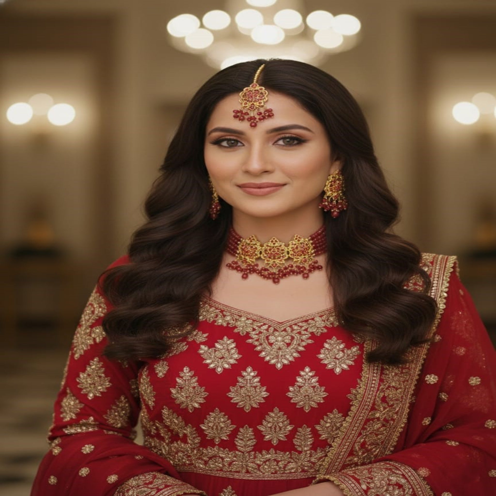 Deep Red Ruby Choker Necklace (FDN217)