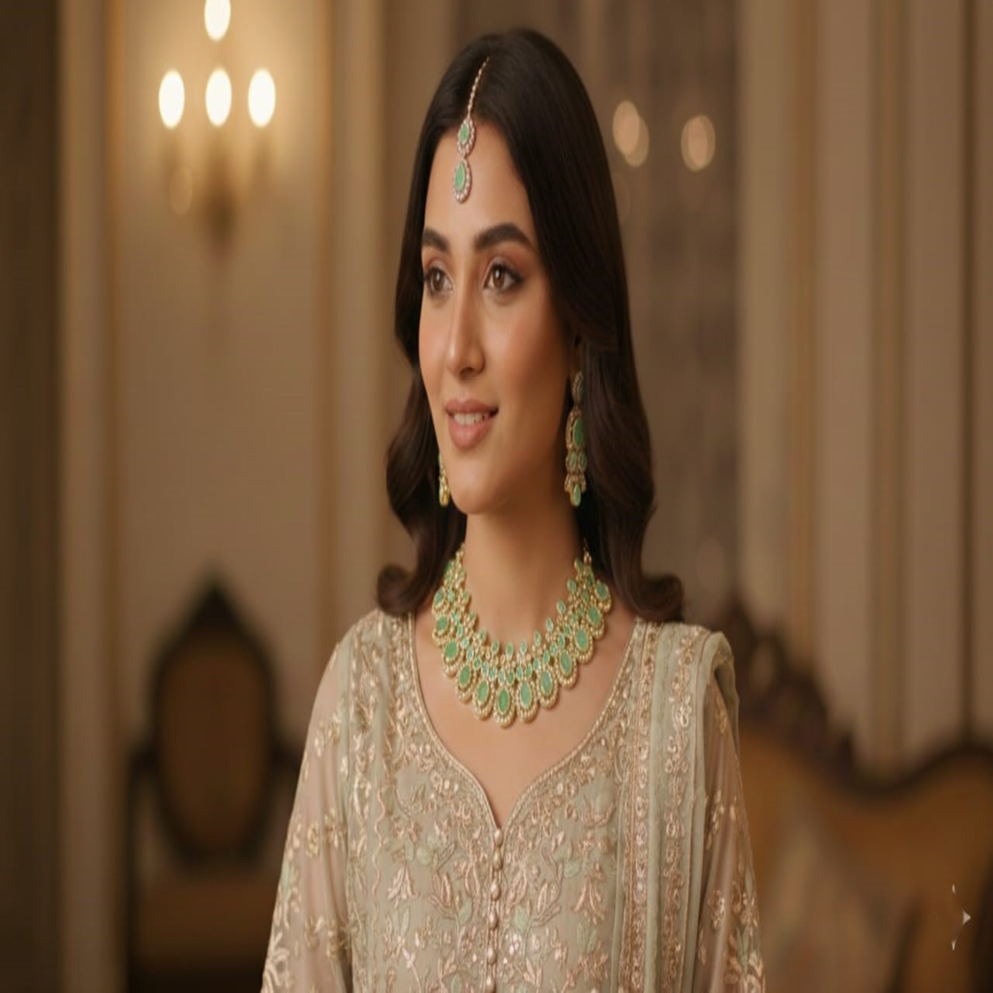 Mint Green Kundan Choker Necklace (FDN218)