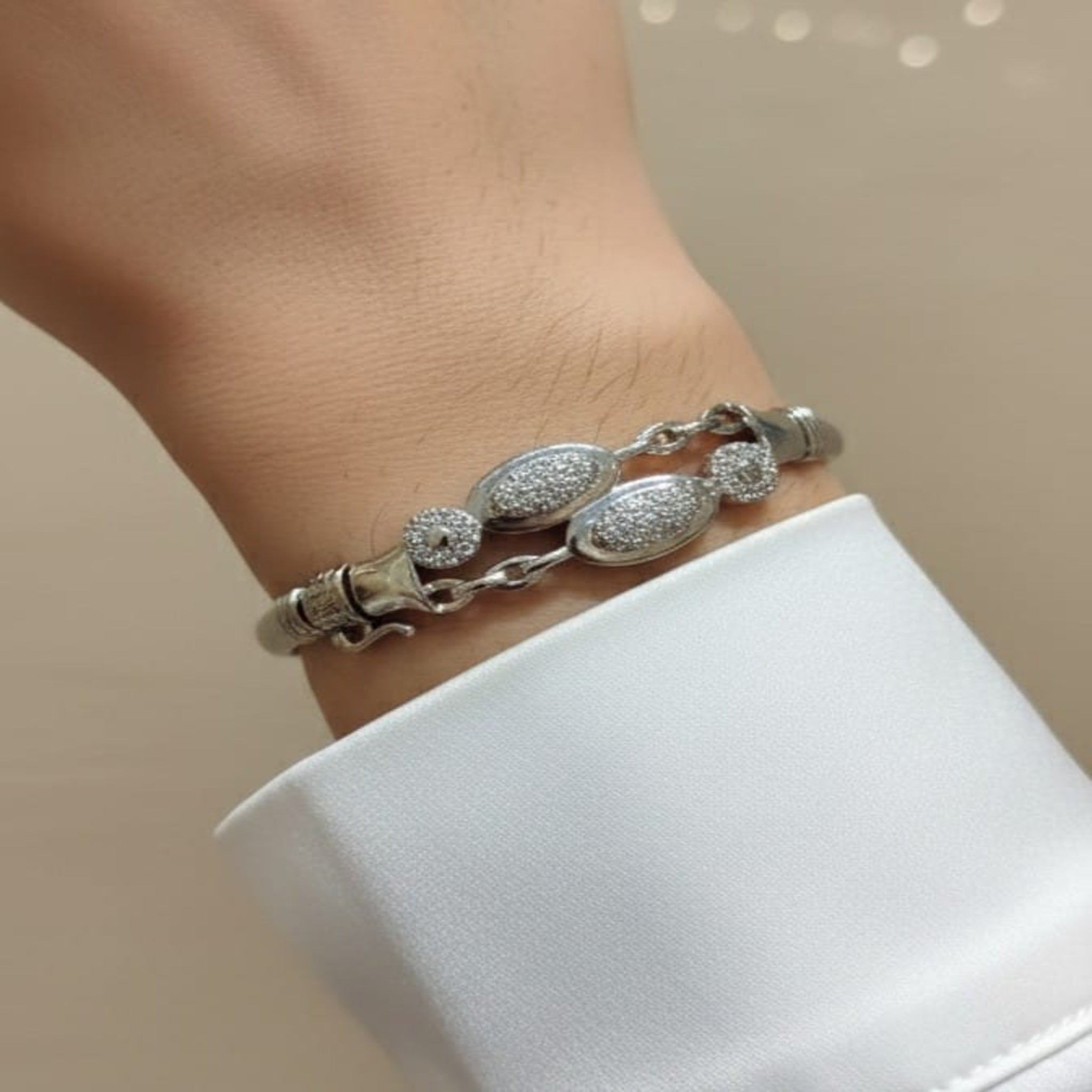 Silver Glistening Beads Bracelet