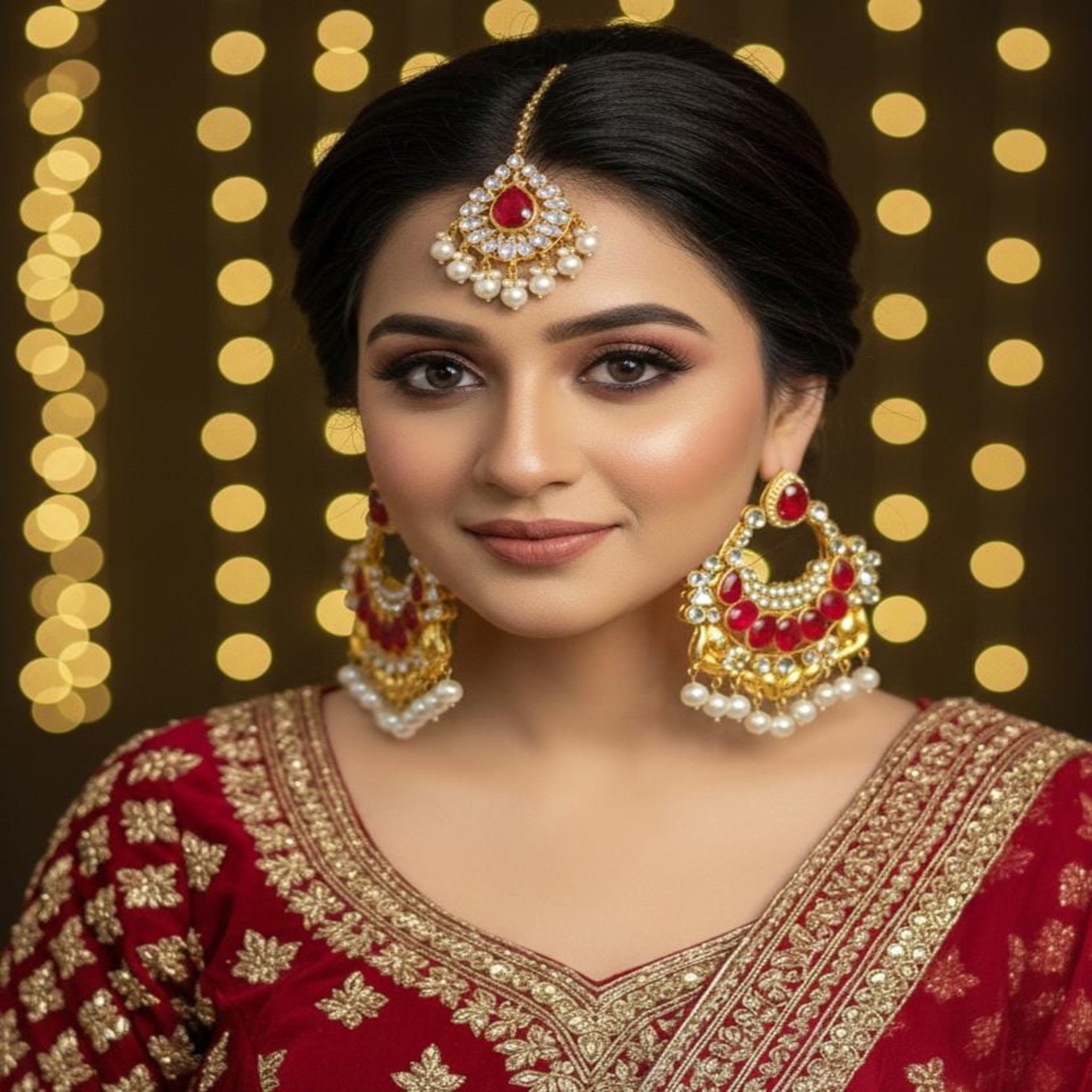 Majestic Ruby Red Kundan Bindia Set