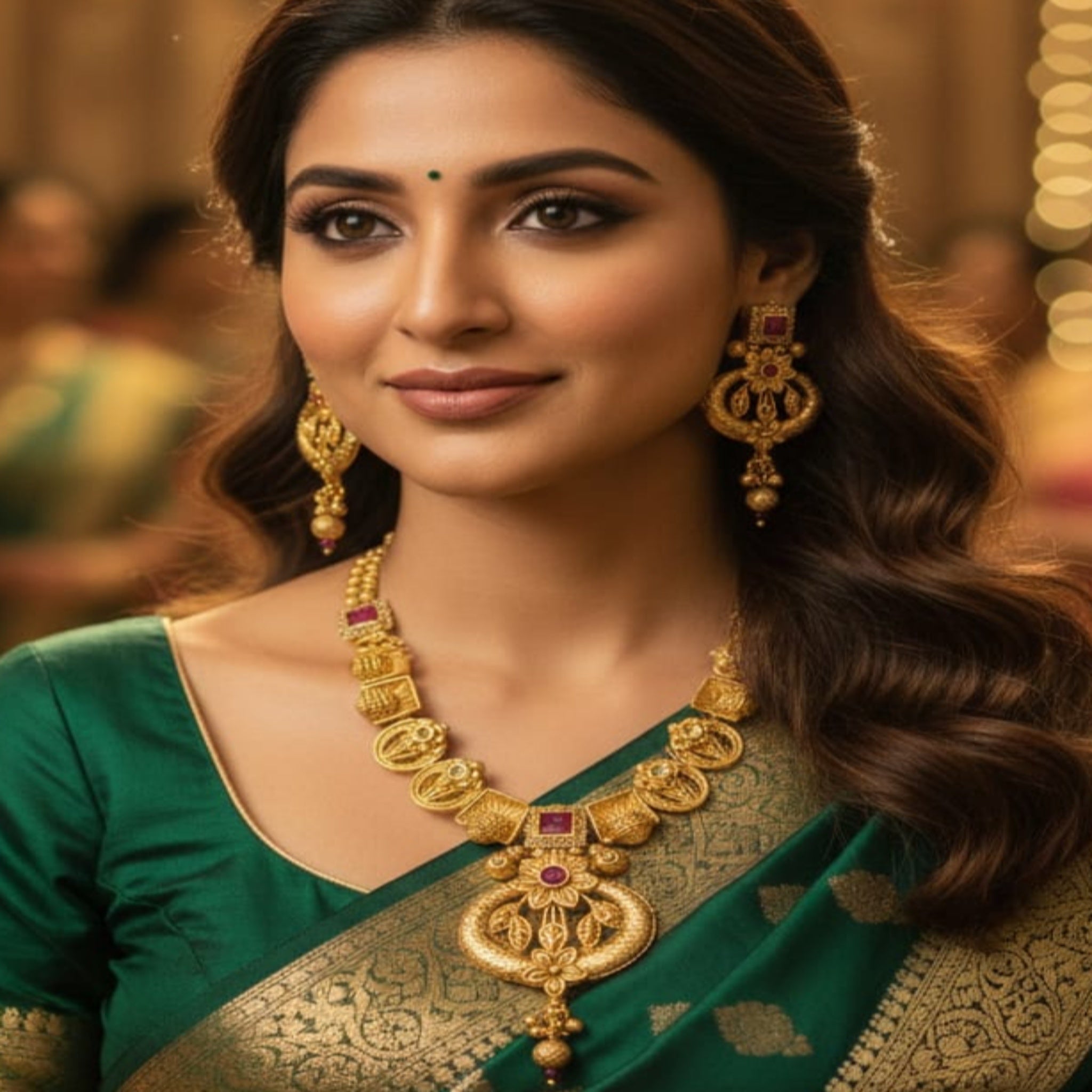 Antique Gold-Plated Floral Motif Necklace Set (FDN225)