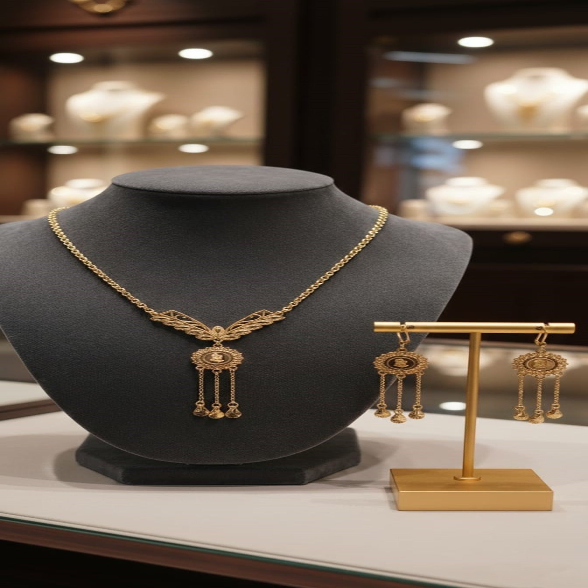 Traditional Antique Gold Locket Set (FDL73)