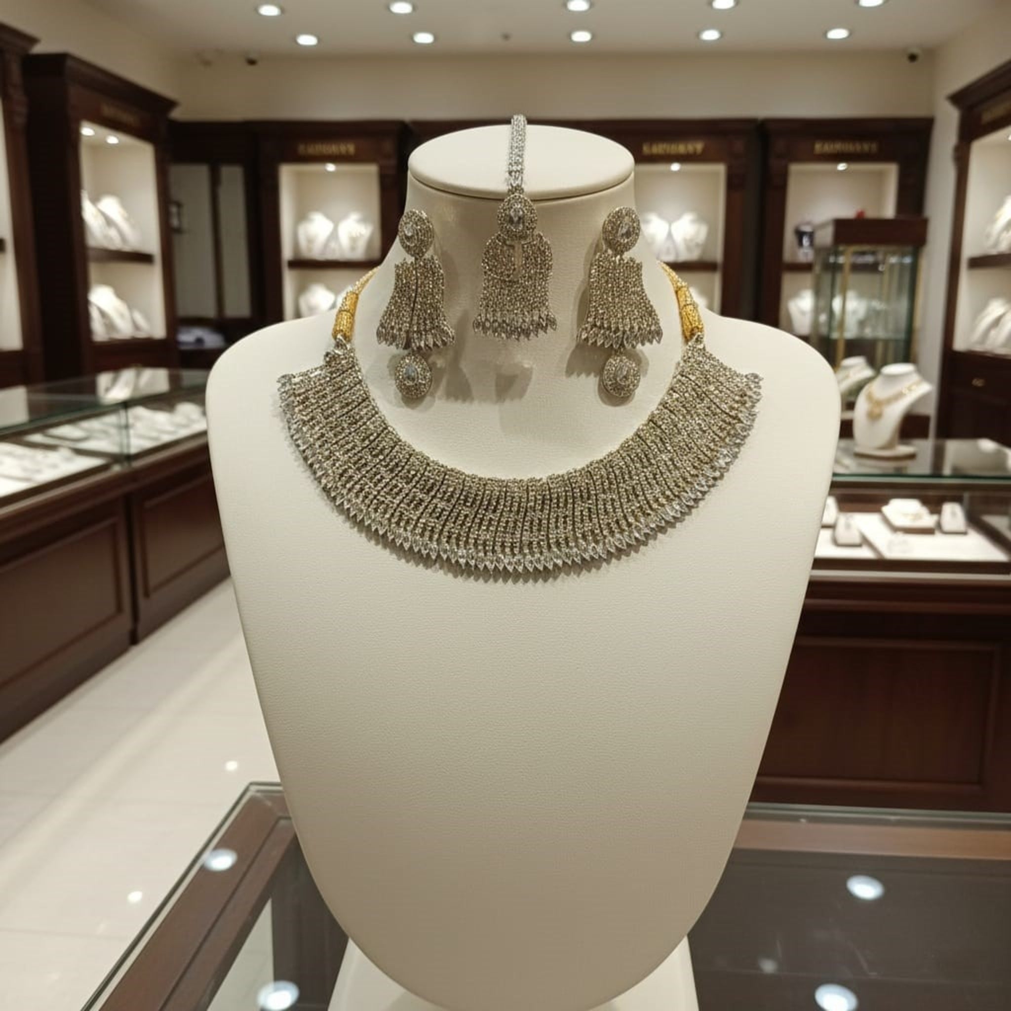 Luxury Silver-Plated Wide Mesh Choker Set (FDN242)