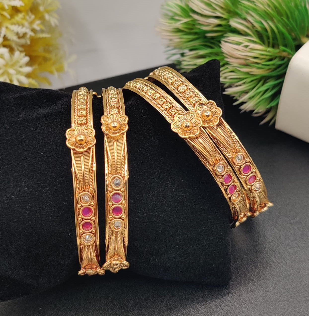 Mughal Blossom Antique Bangle Set (FSB180)