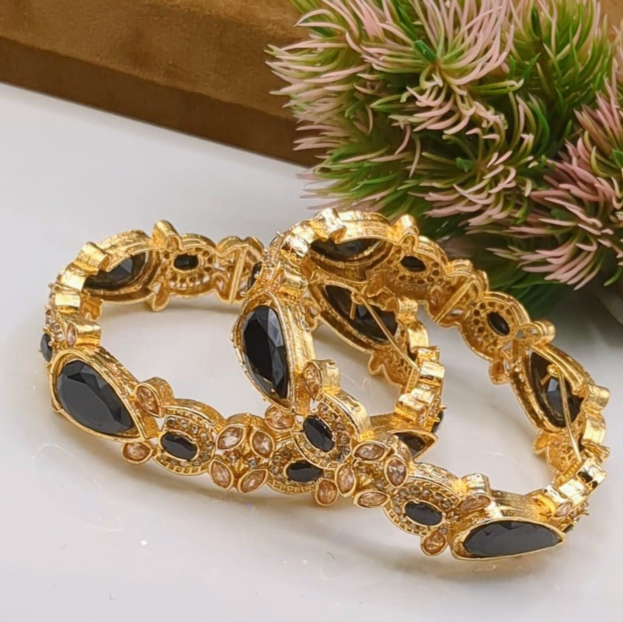 Zircon Gold Plated Lockable Kara (FSKB101)