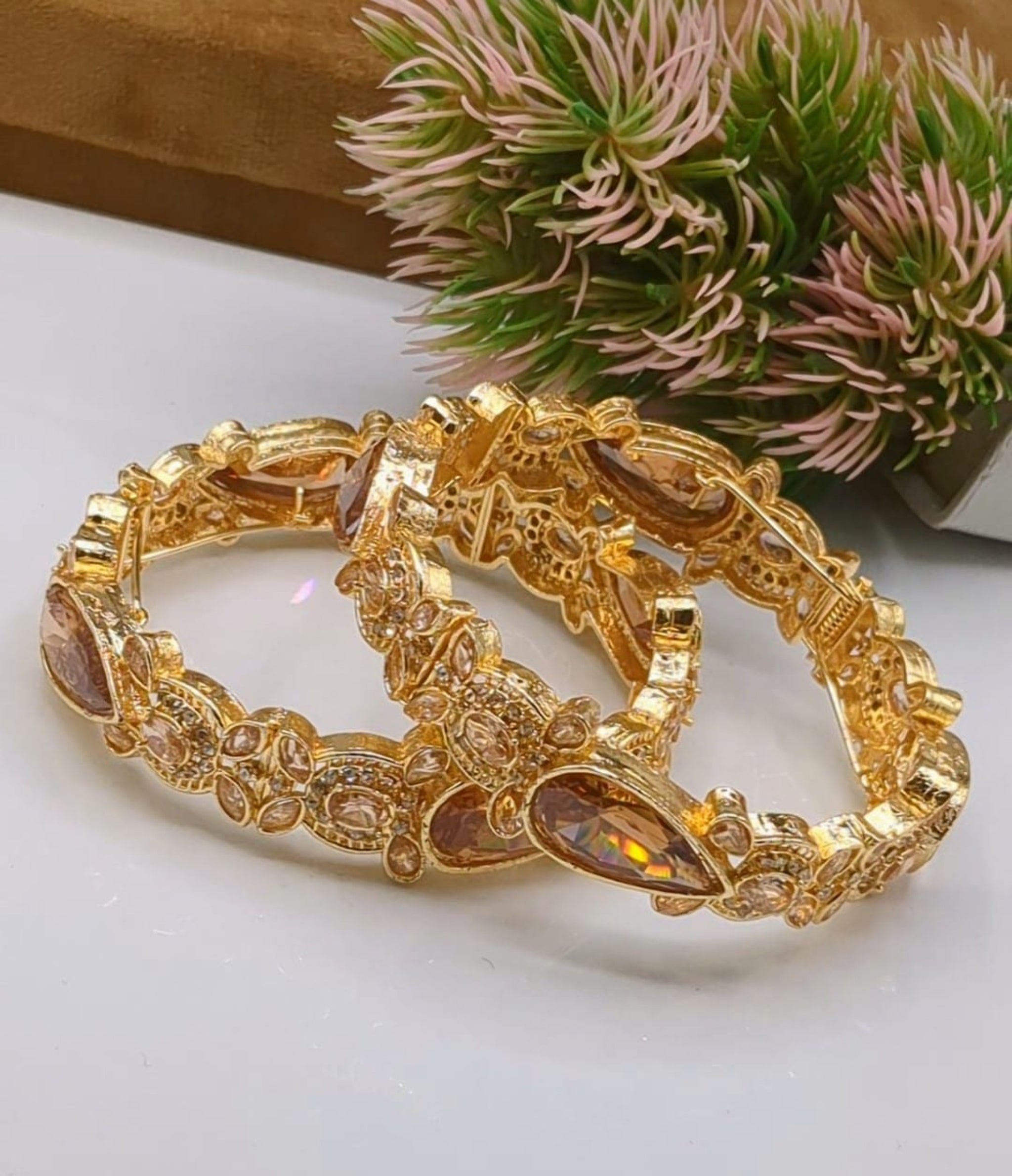 Zircon Gold Plated Lockable Kara (FSKB101)