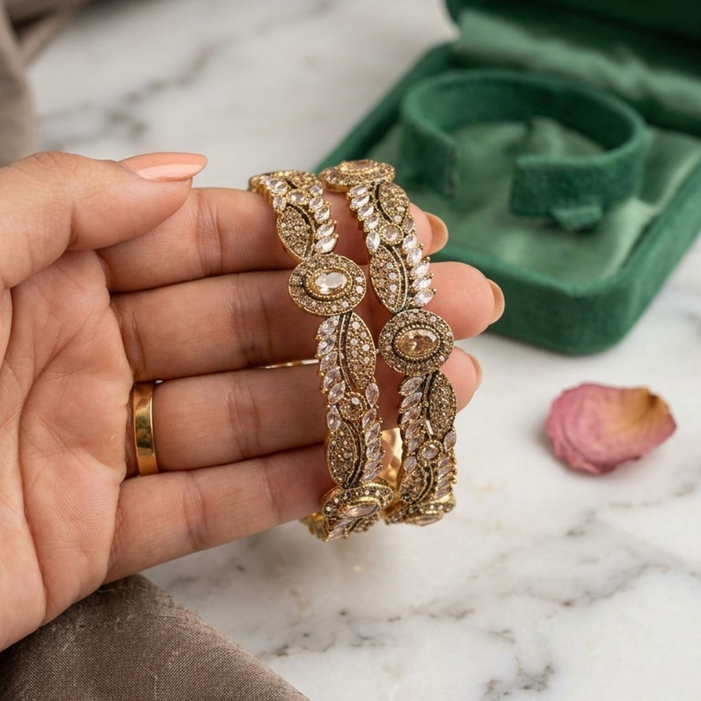 Kundan Antique Gold Bangles Set (FSB205)