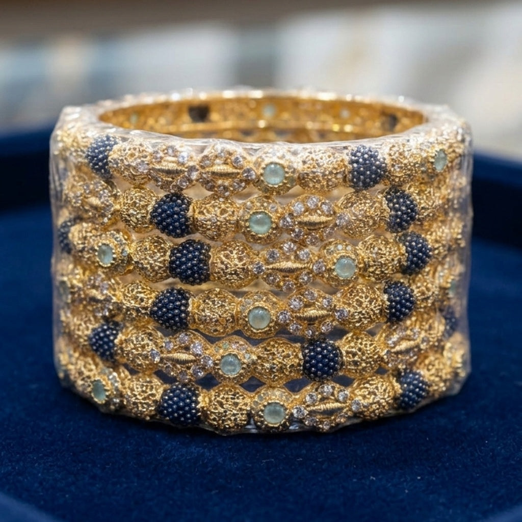 Antique Gold Filigree Studded Bangle Set (FSB192)
