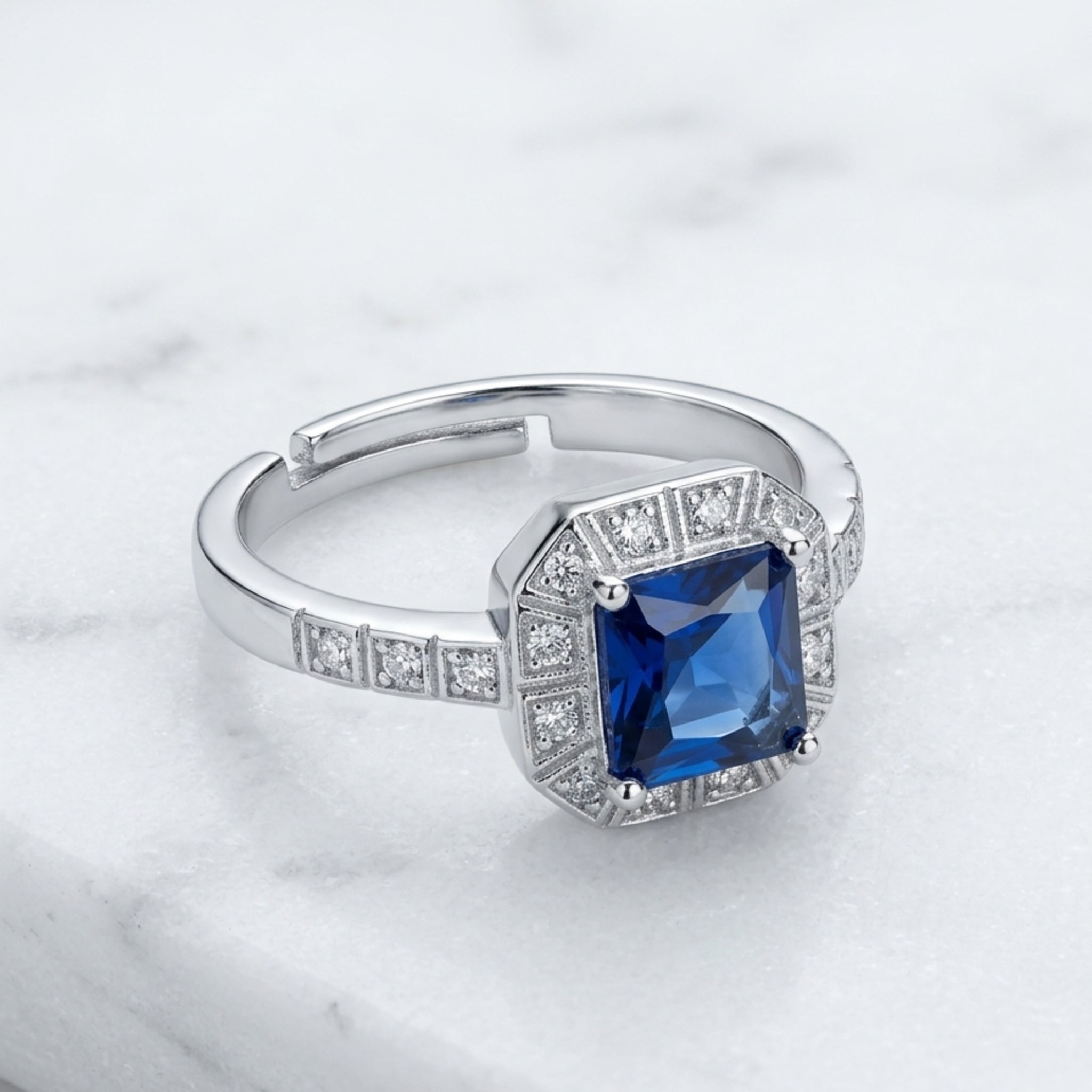 Silver Zircon Adjustable Ring (FSR206)