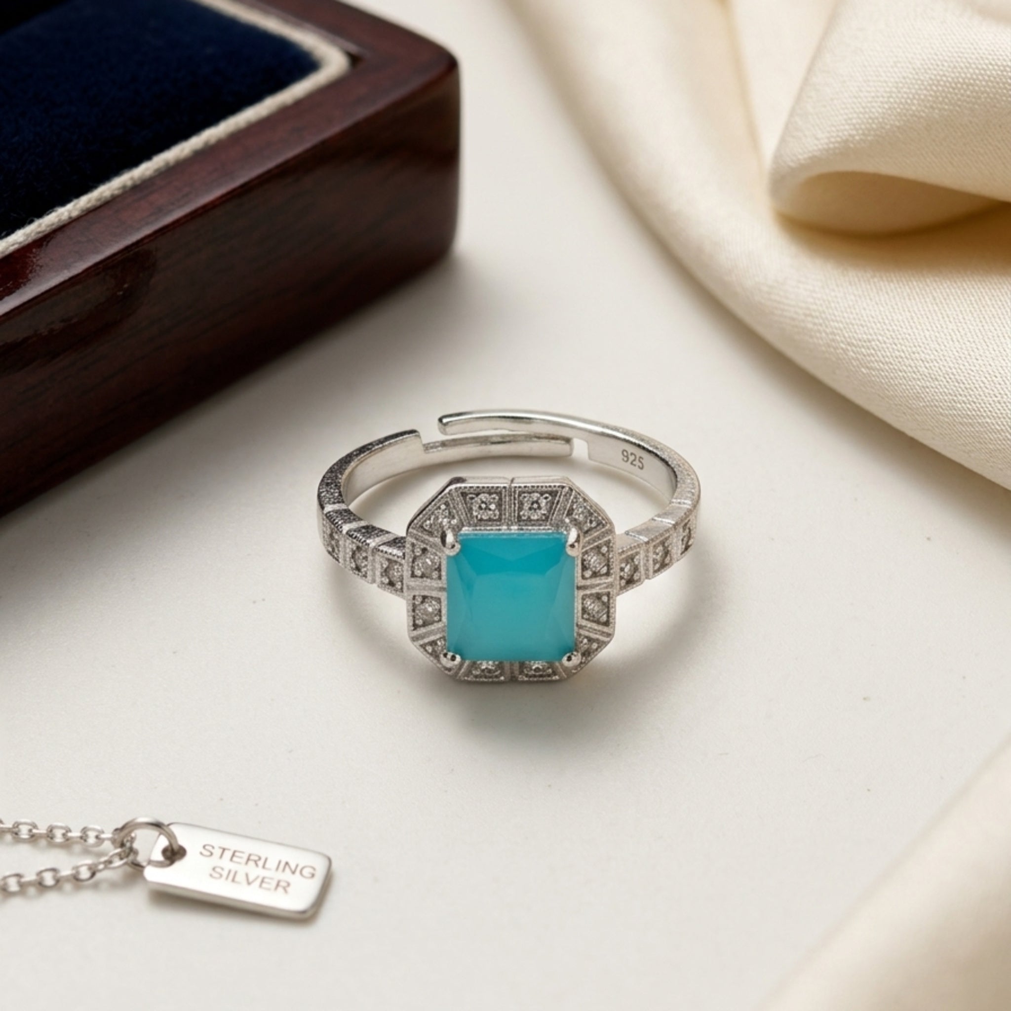 Silver Zircon Adjustable Ring (FSR206)